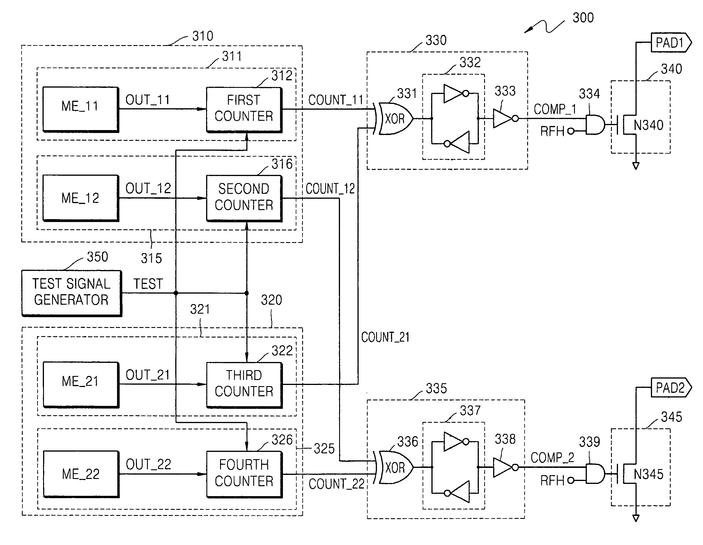 Test system for conducting parallel bit test