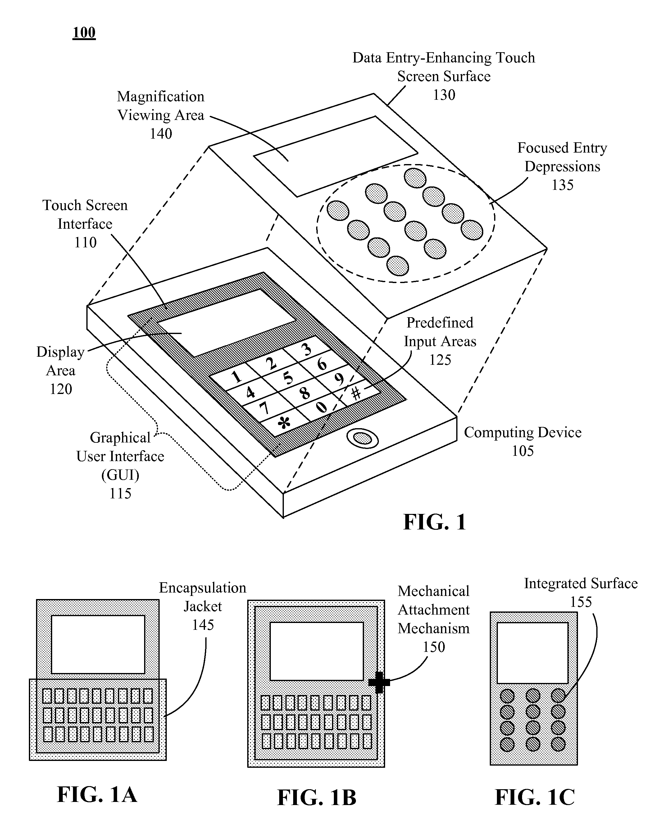 Data entry-enhancing touch screen surface