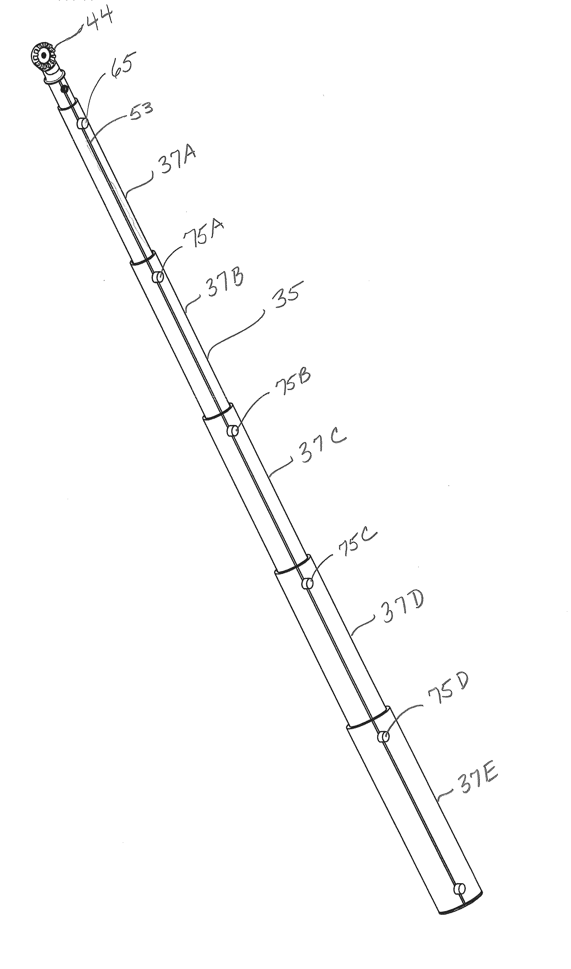 Utility pole with removable supporting push button