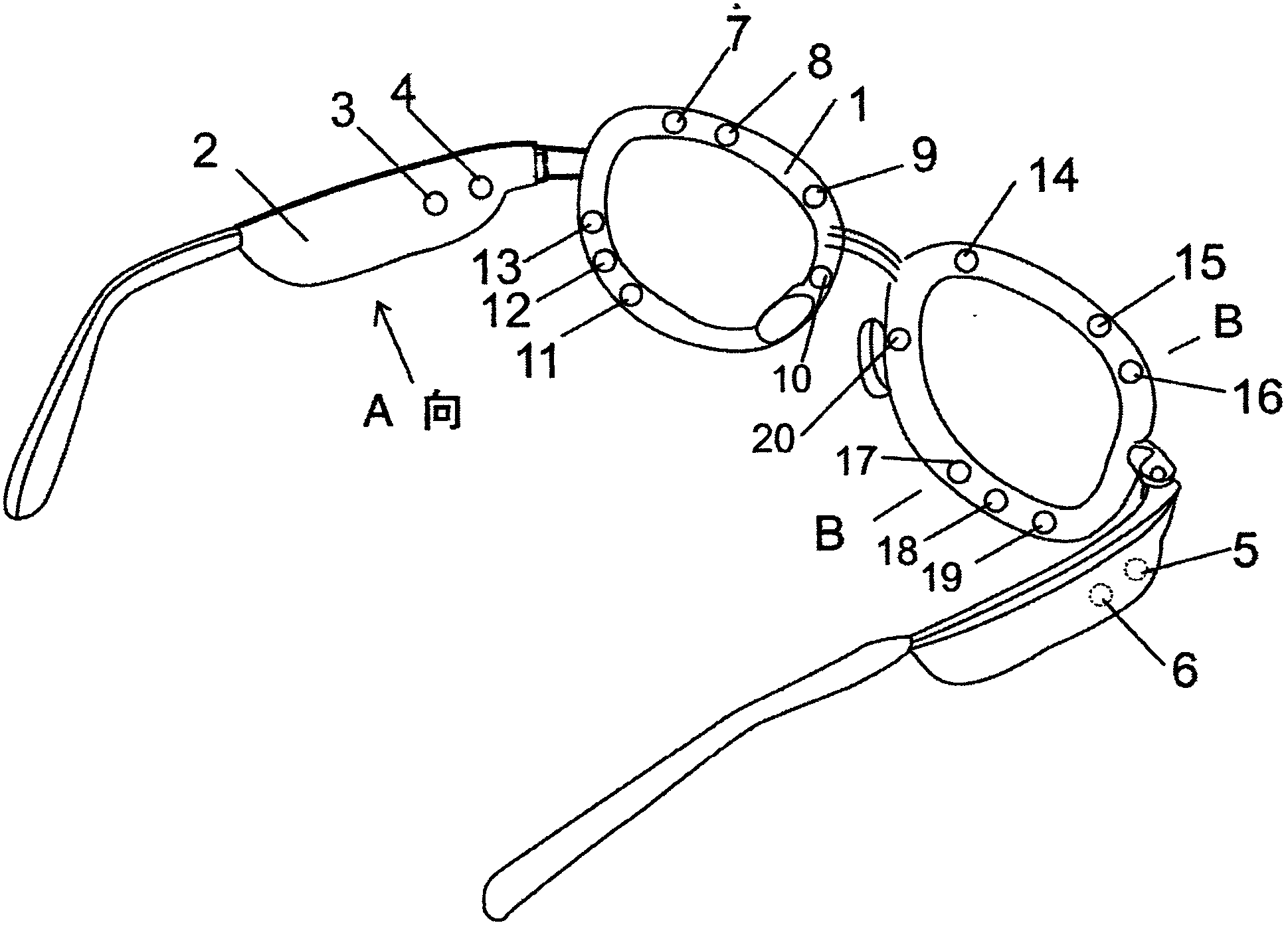 Health-care spectacle frame designed by using far infrared, high-intensity magnetic field and acupoint theories