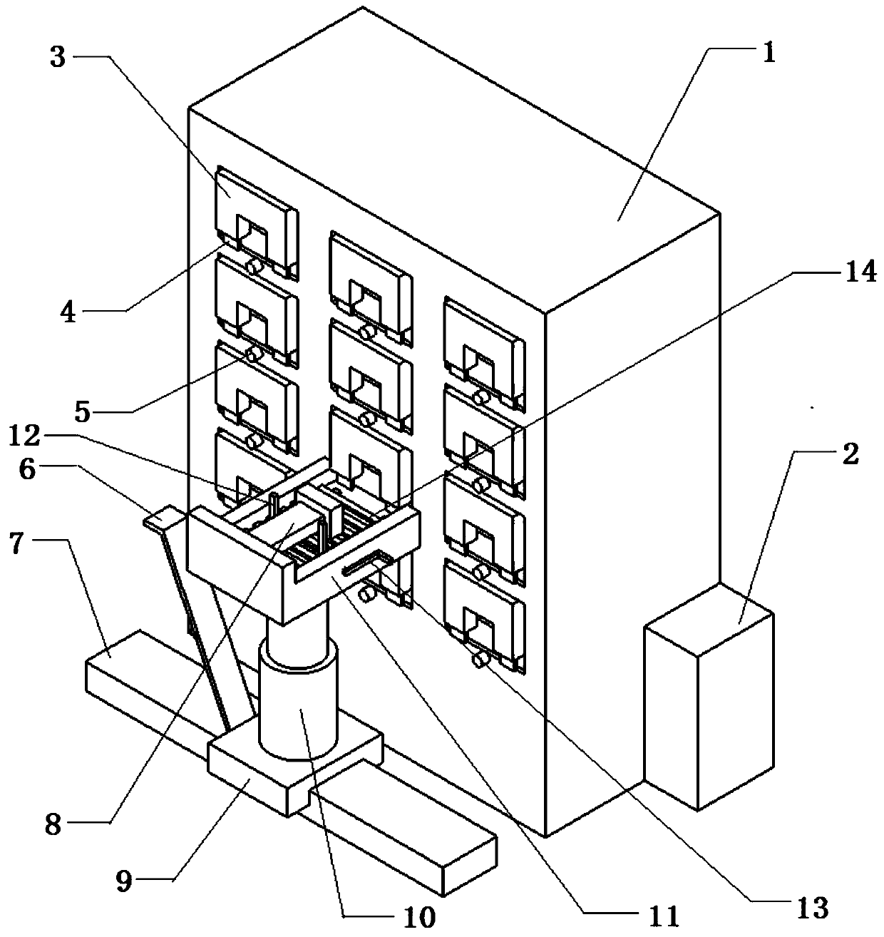 An injection mold placement rack