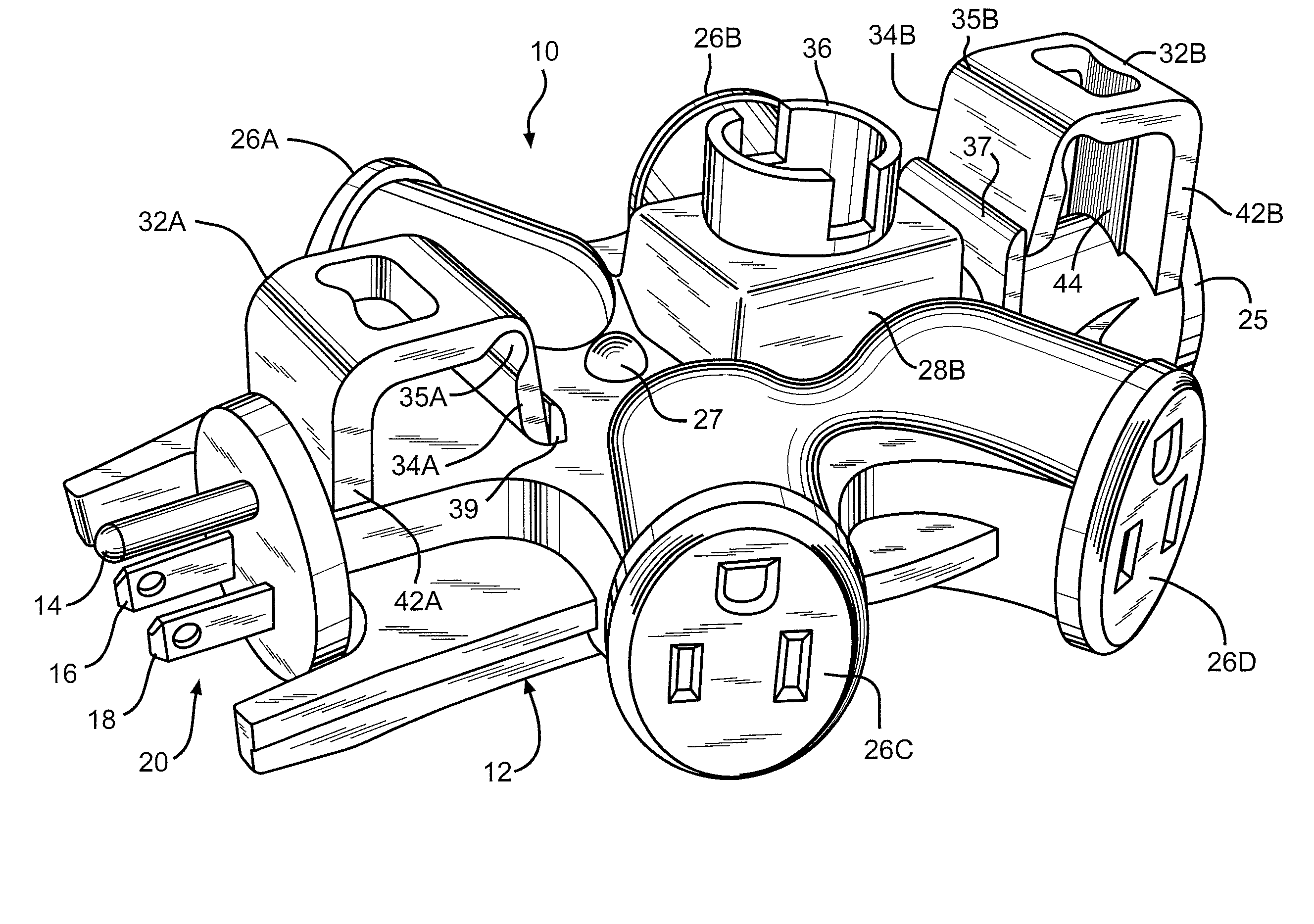 Extension cord lock and in line tap