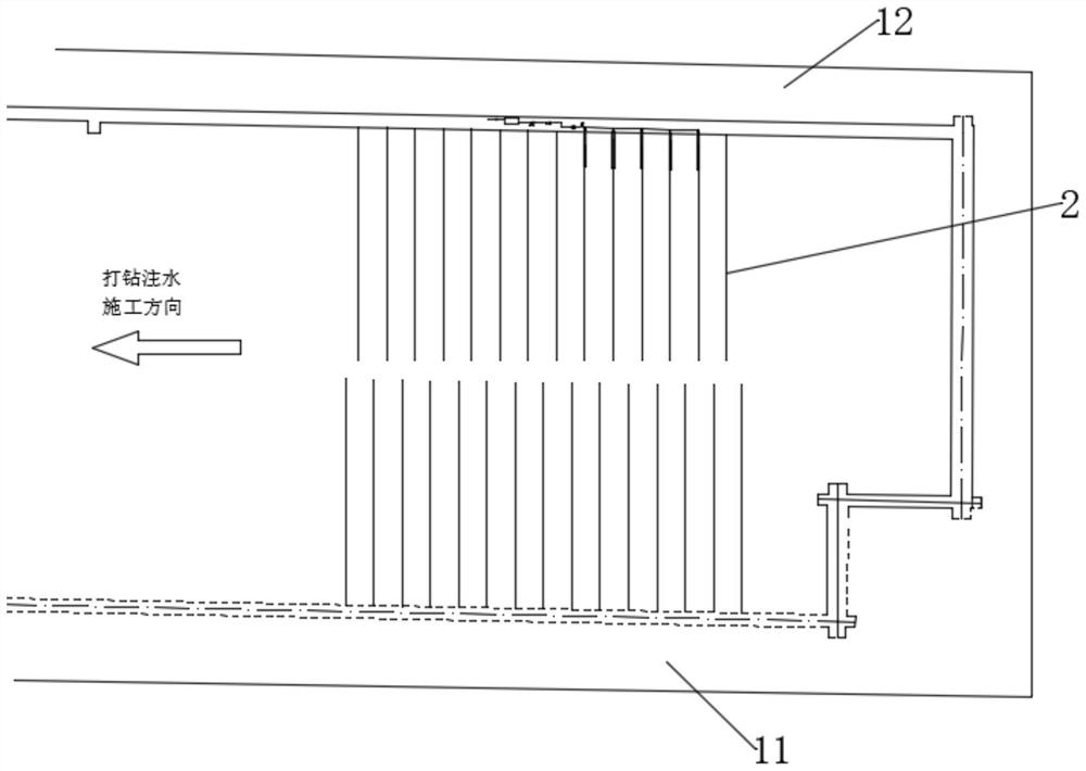 Roadway-mining face collaborative water injection structure for dust fall of coal mine and use method thereof