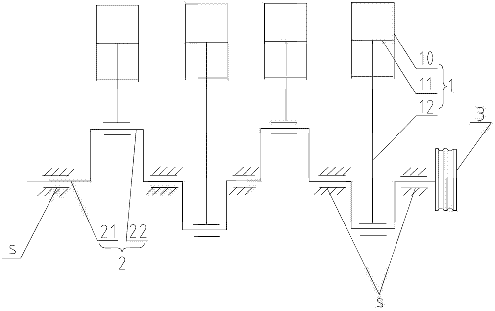 Oil cylinder driven power set