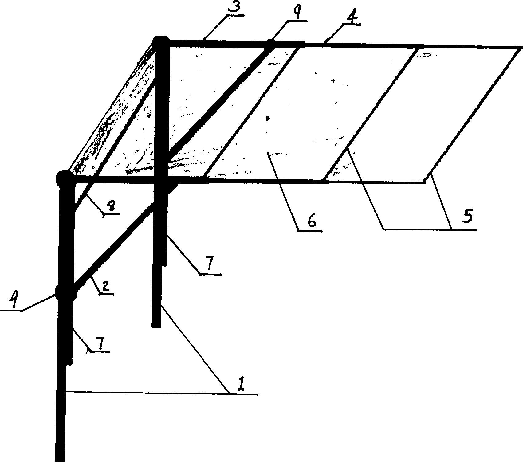 Method for fabricating housed typed stretching car shed and the housed typed stretching car shed