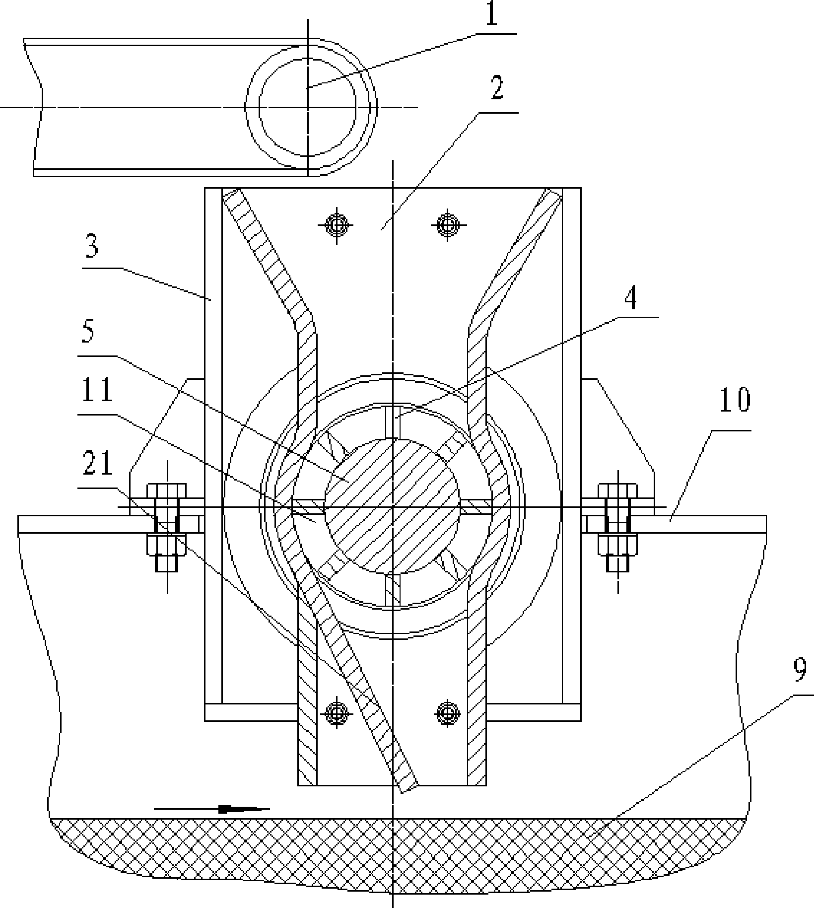 Feeding apparatus for feeding to rotary hearth furnace turntable and feeding system of rotary hearth furnace