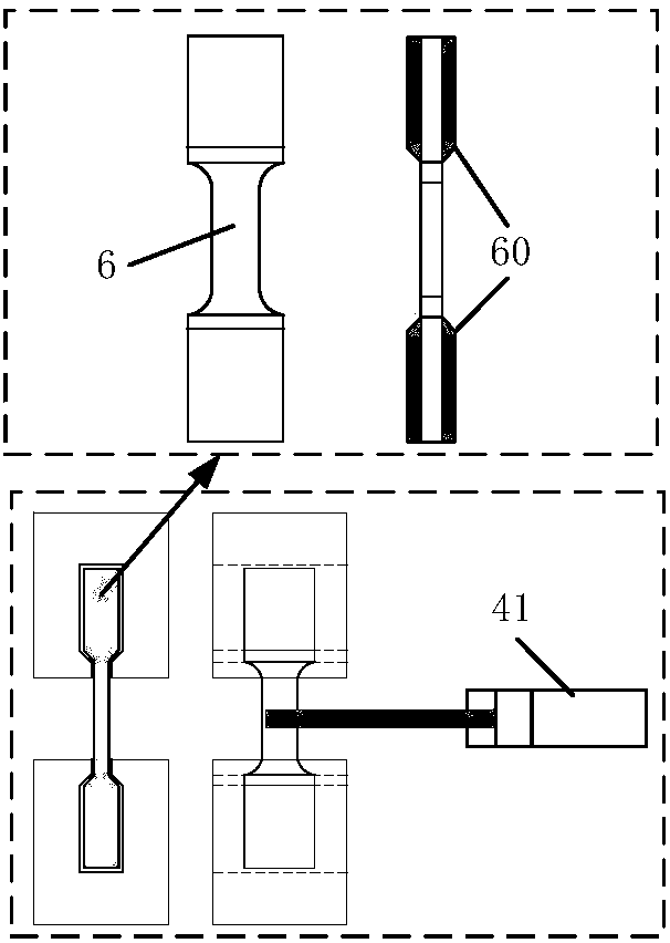 High-temperature tensile experiment device and method