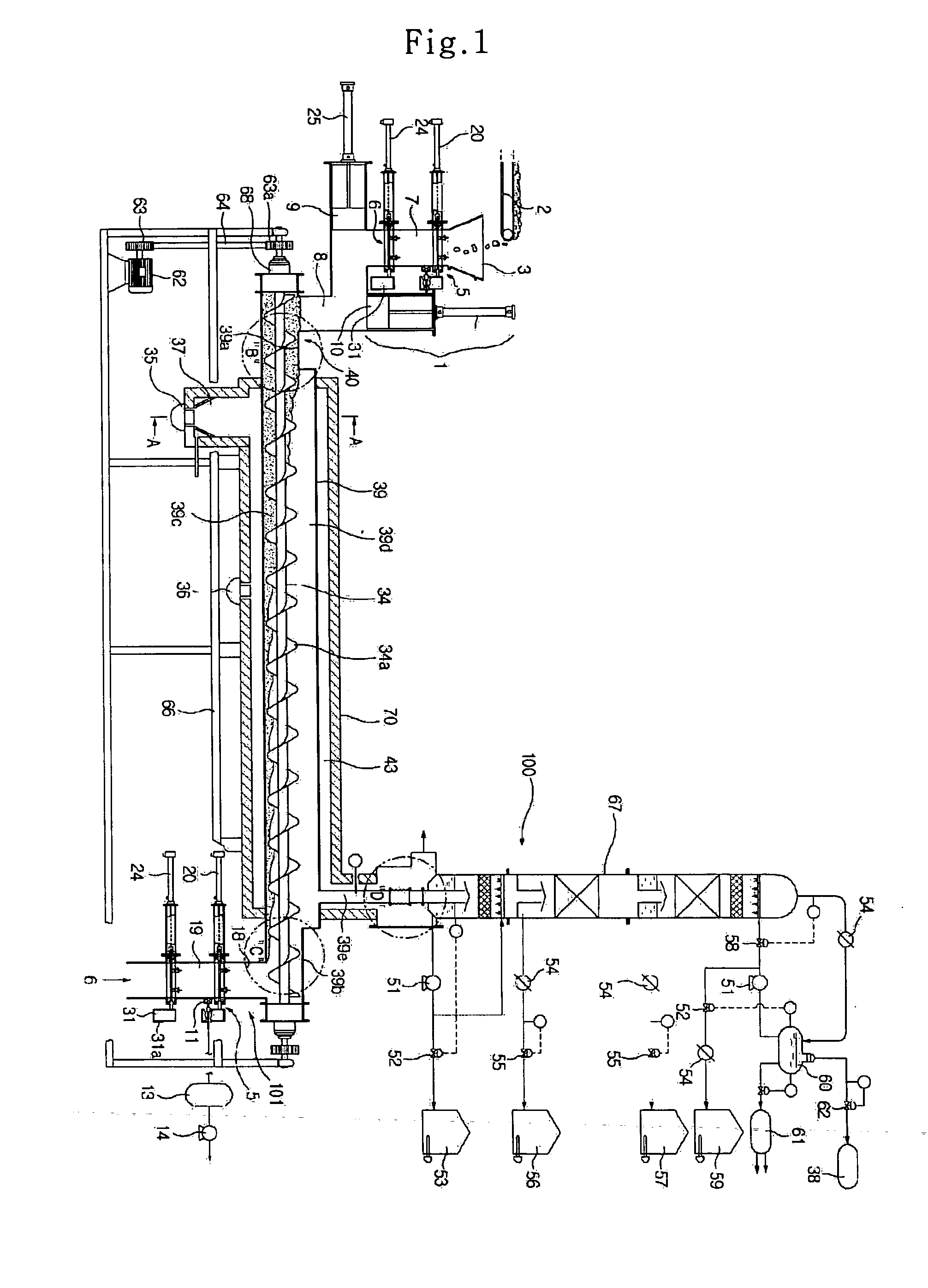 Successive pyrolysis system of waste synthetic-highly polymerized compound