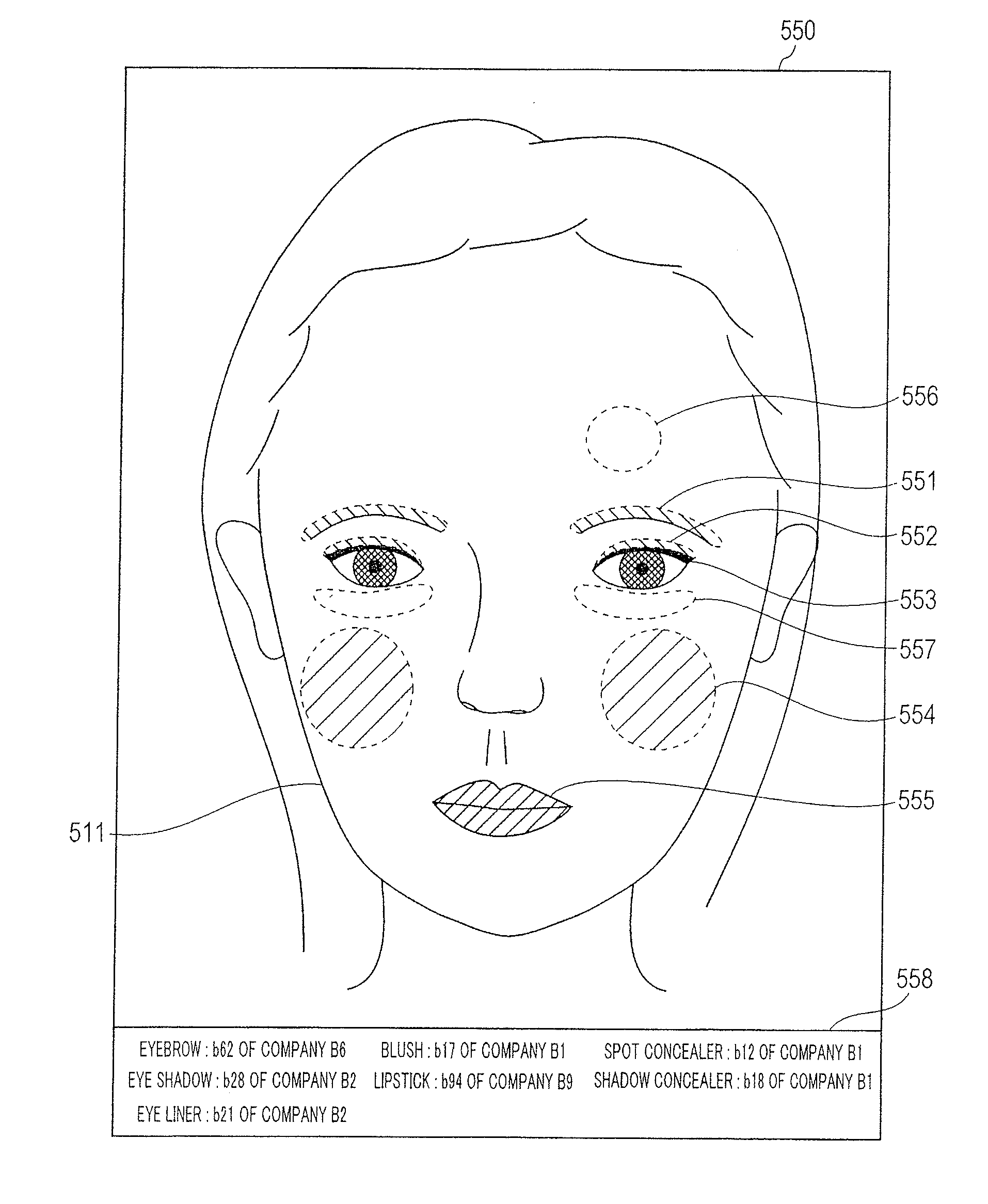 Makeup application assistance device, makeup application assistance method, and makeup application assistance program