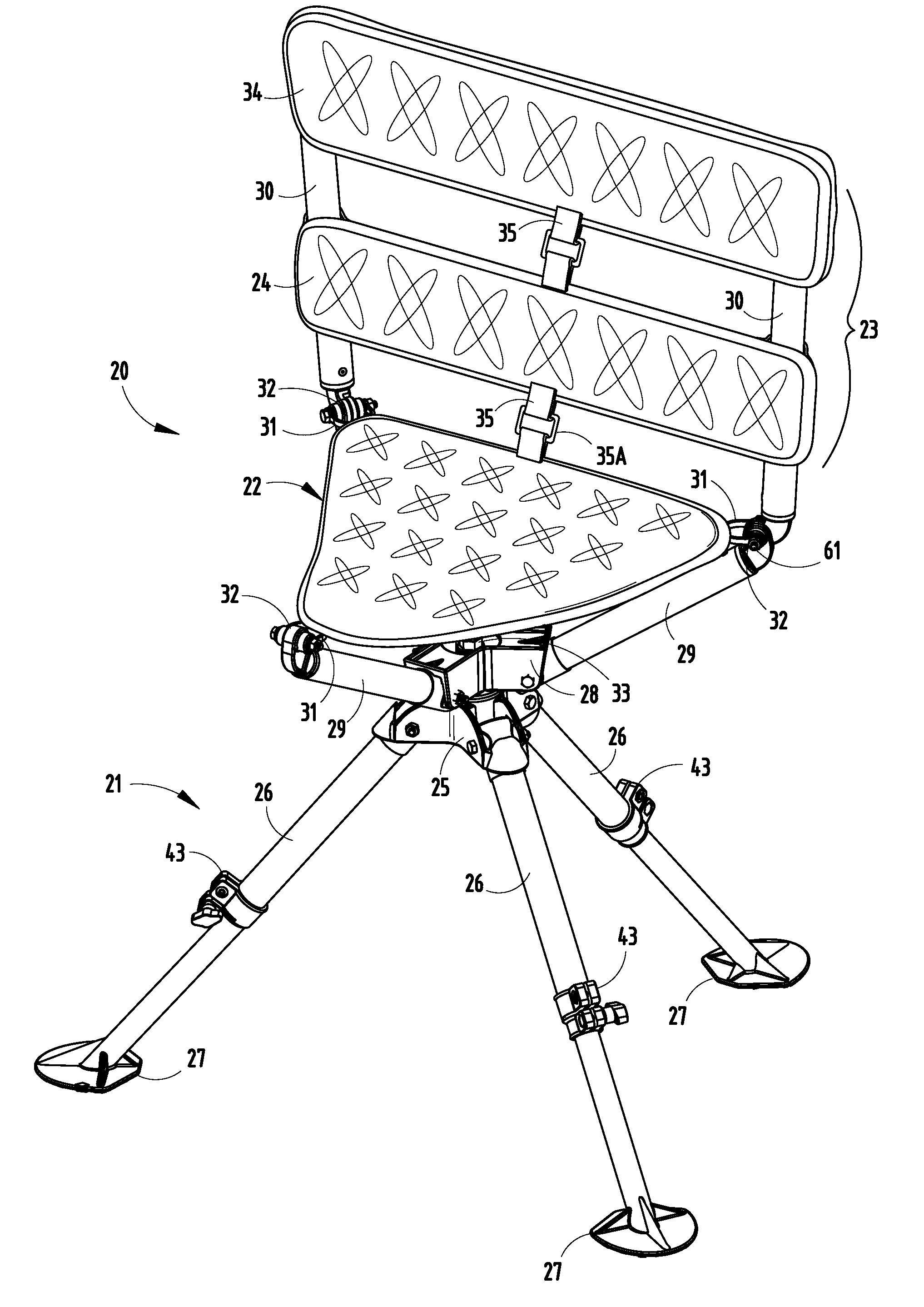 Collapsible stool for hunting and outdoor use