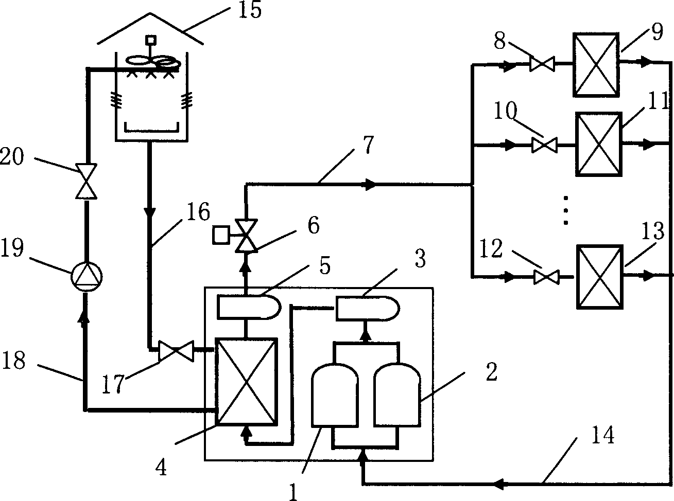 Variable frequency water-ring heat pump air conditioner set