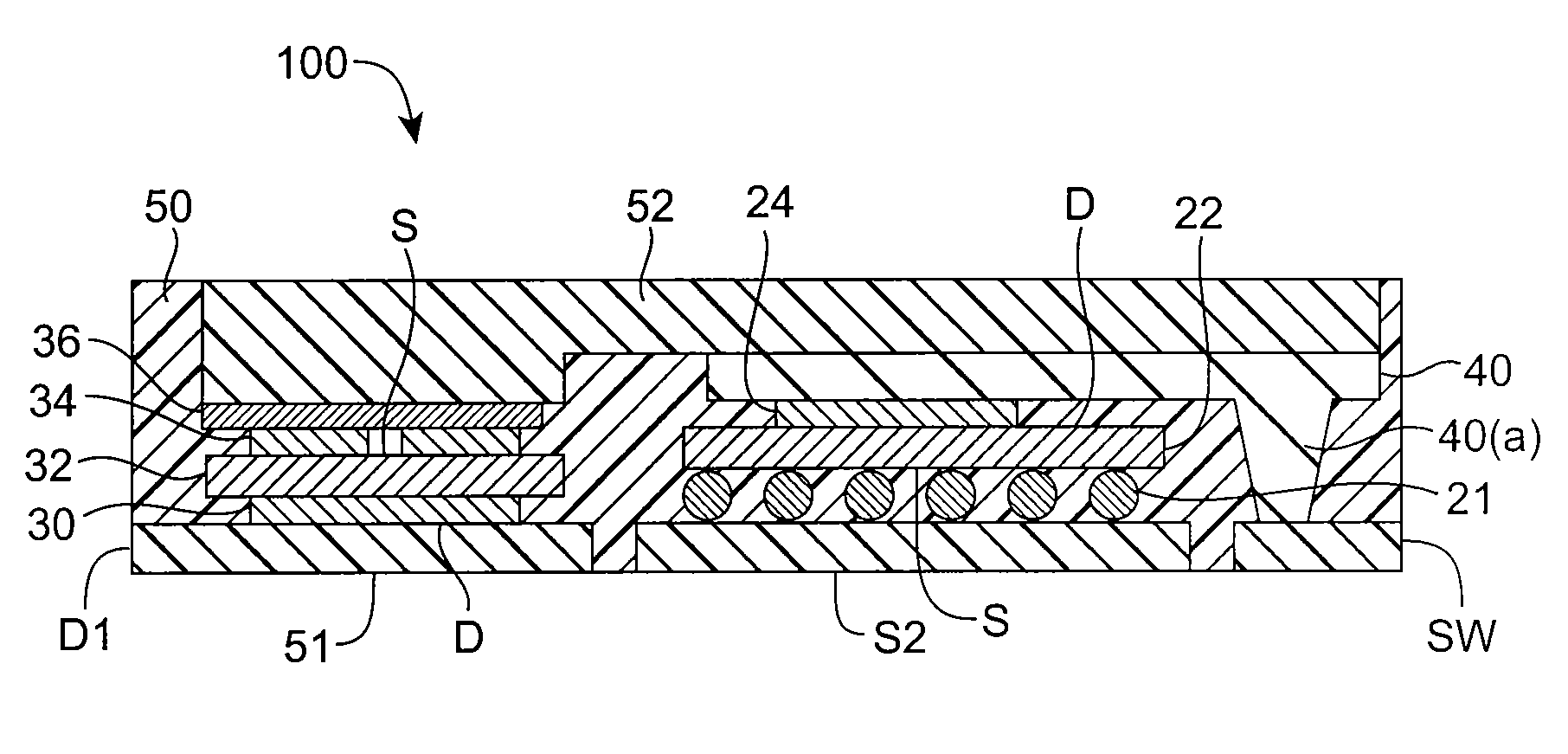 Semiconductor die package including multiple dies and a common node structure