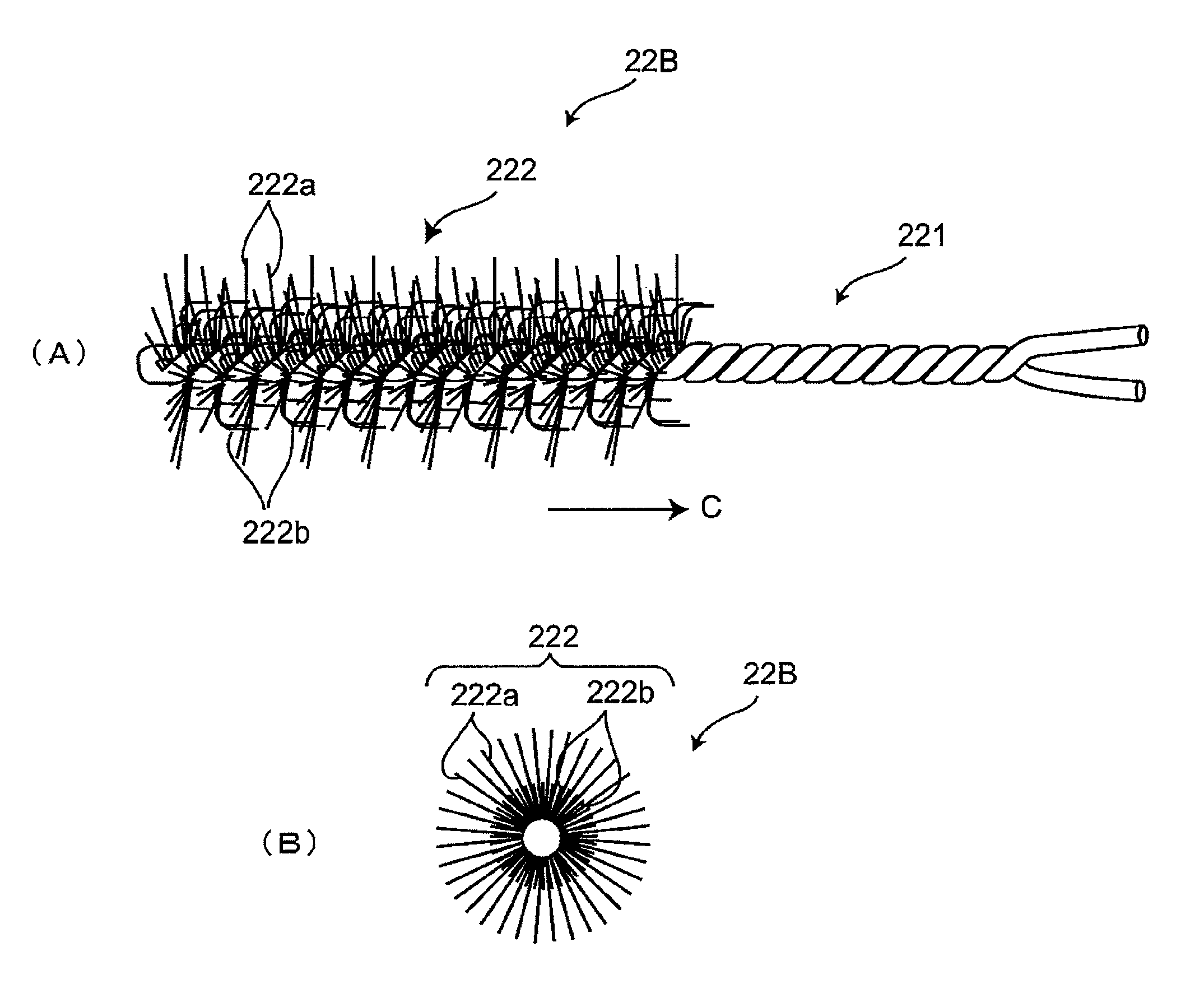 Mascara brush and manufacturing method thereof