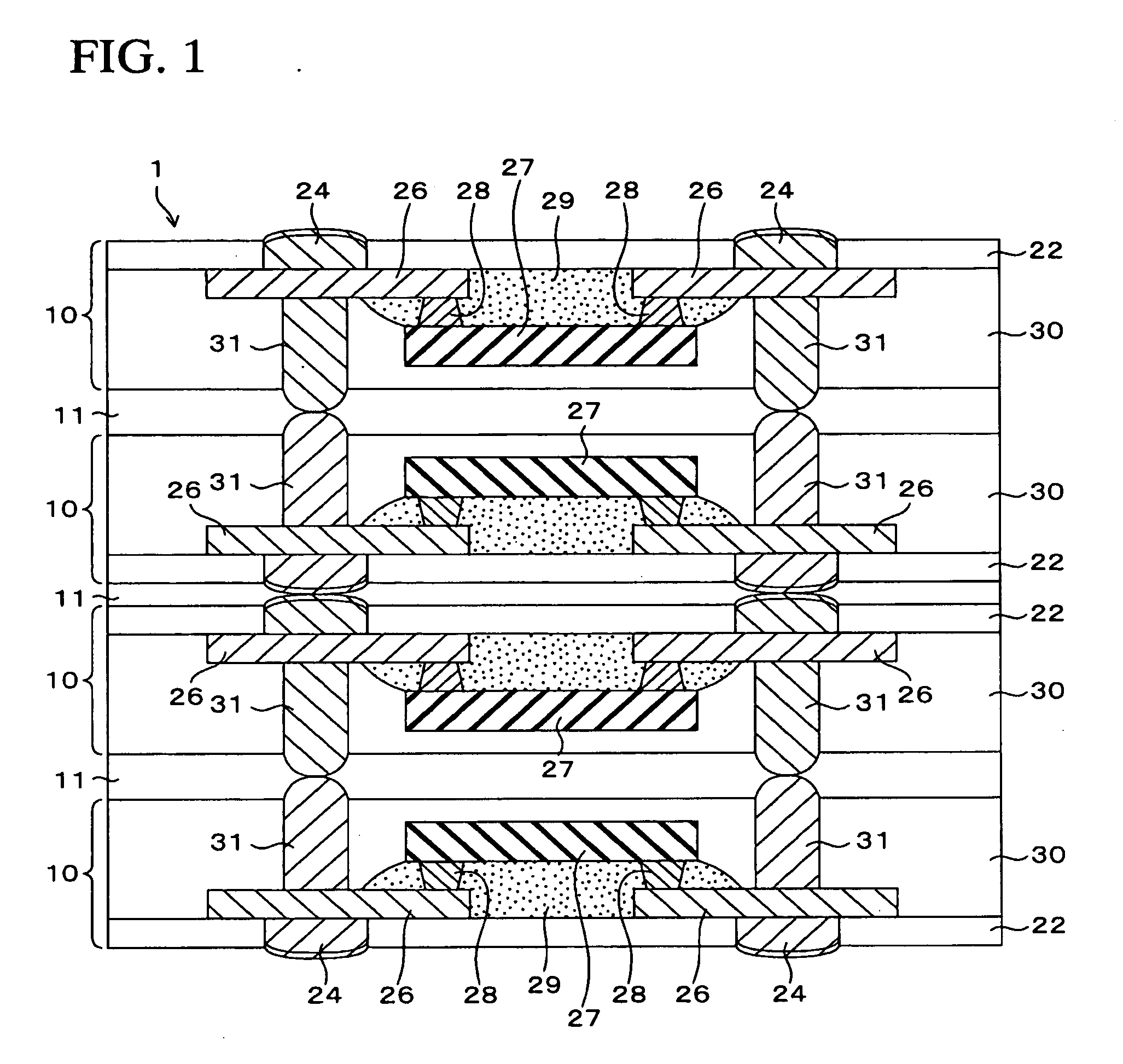 Electronic parts packaging structure and method of manufacturing the same