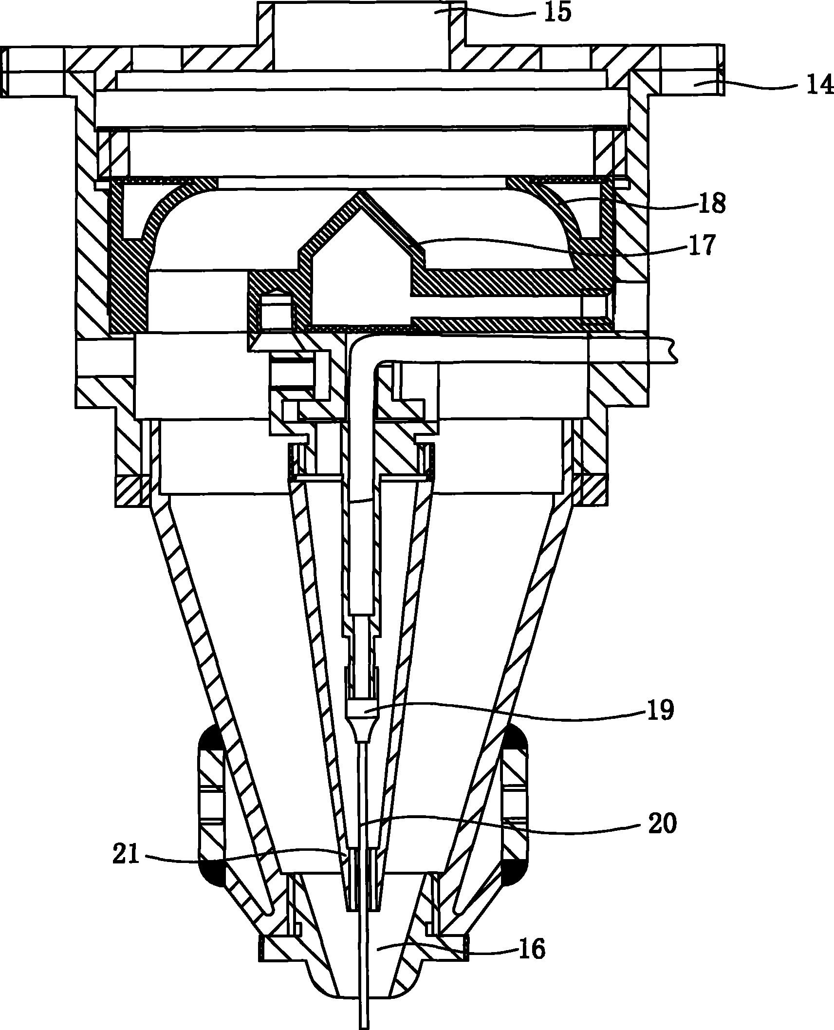 Method and device for light, powder and gas coaxial transmission laser cladding forming manufacturing