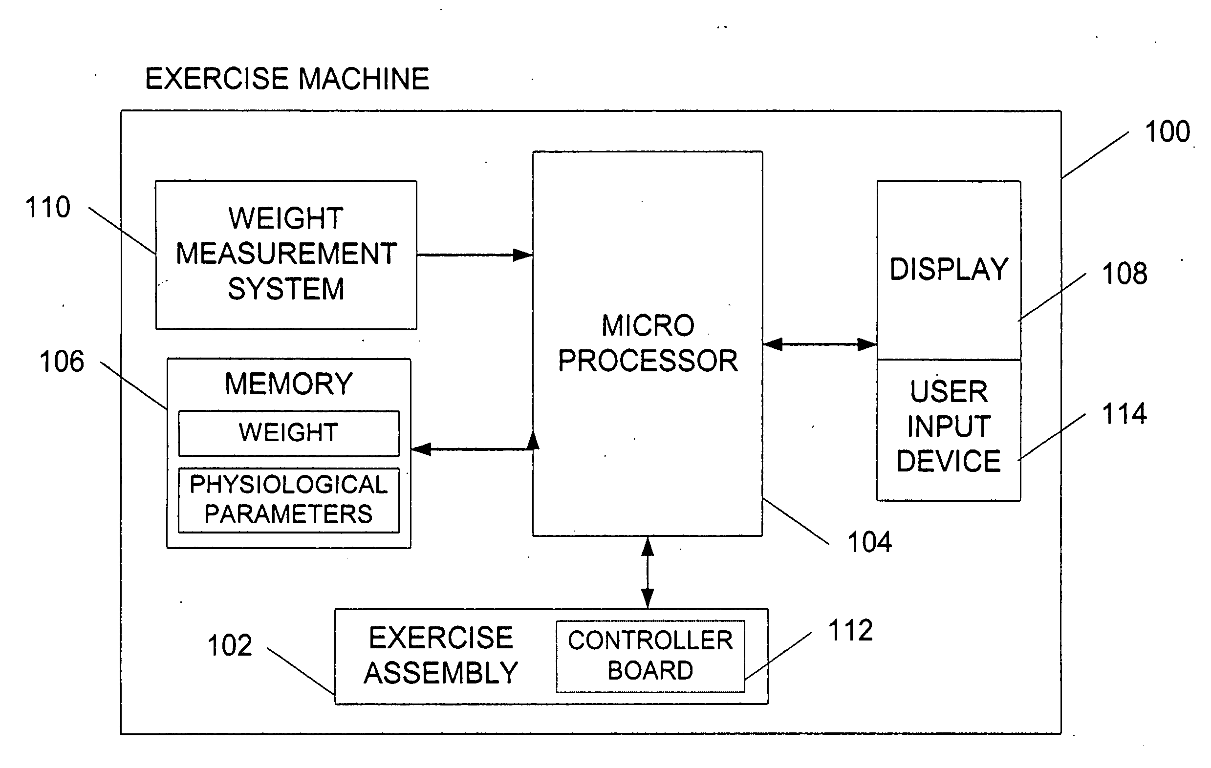 Exercise machine including weight measurement system