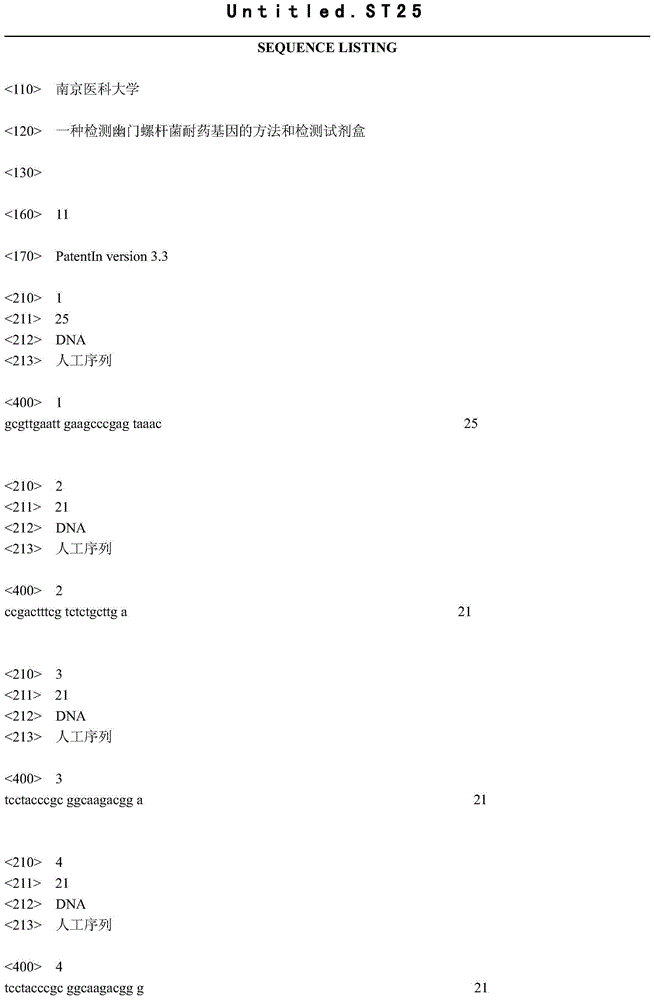 Method and detection kit for detecting helicobacter pylori drug resistance gene