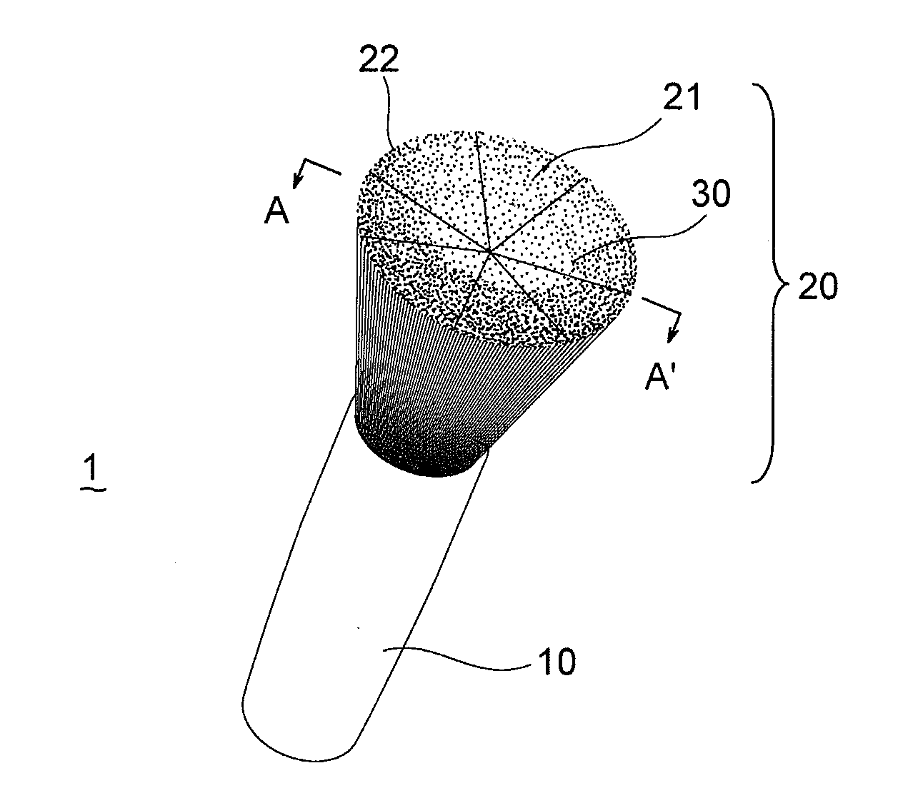 Method for applying cosmetic material using applicator having concave apical surface