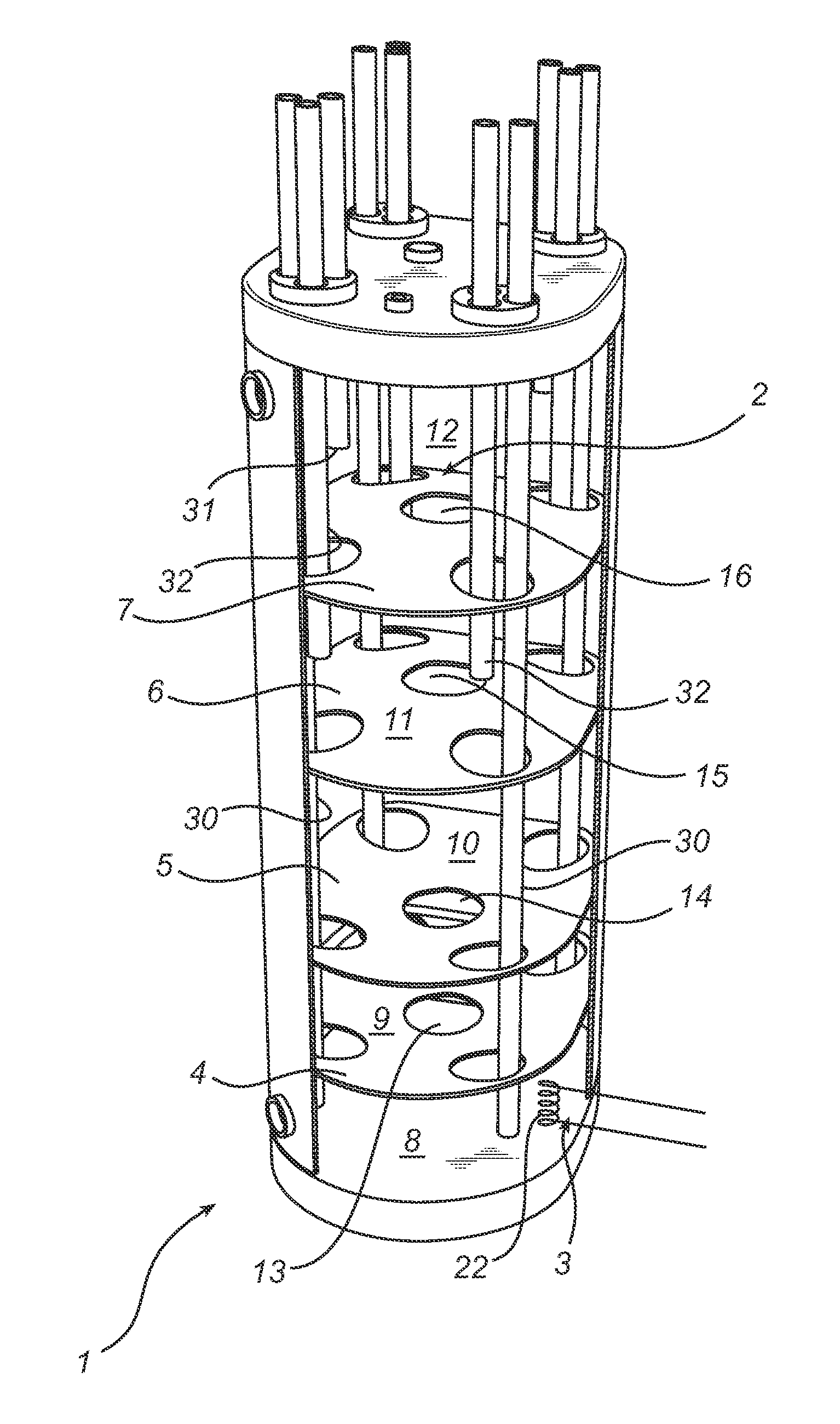 Accumulator tank with partition walls