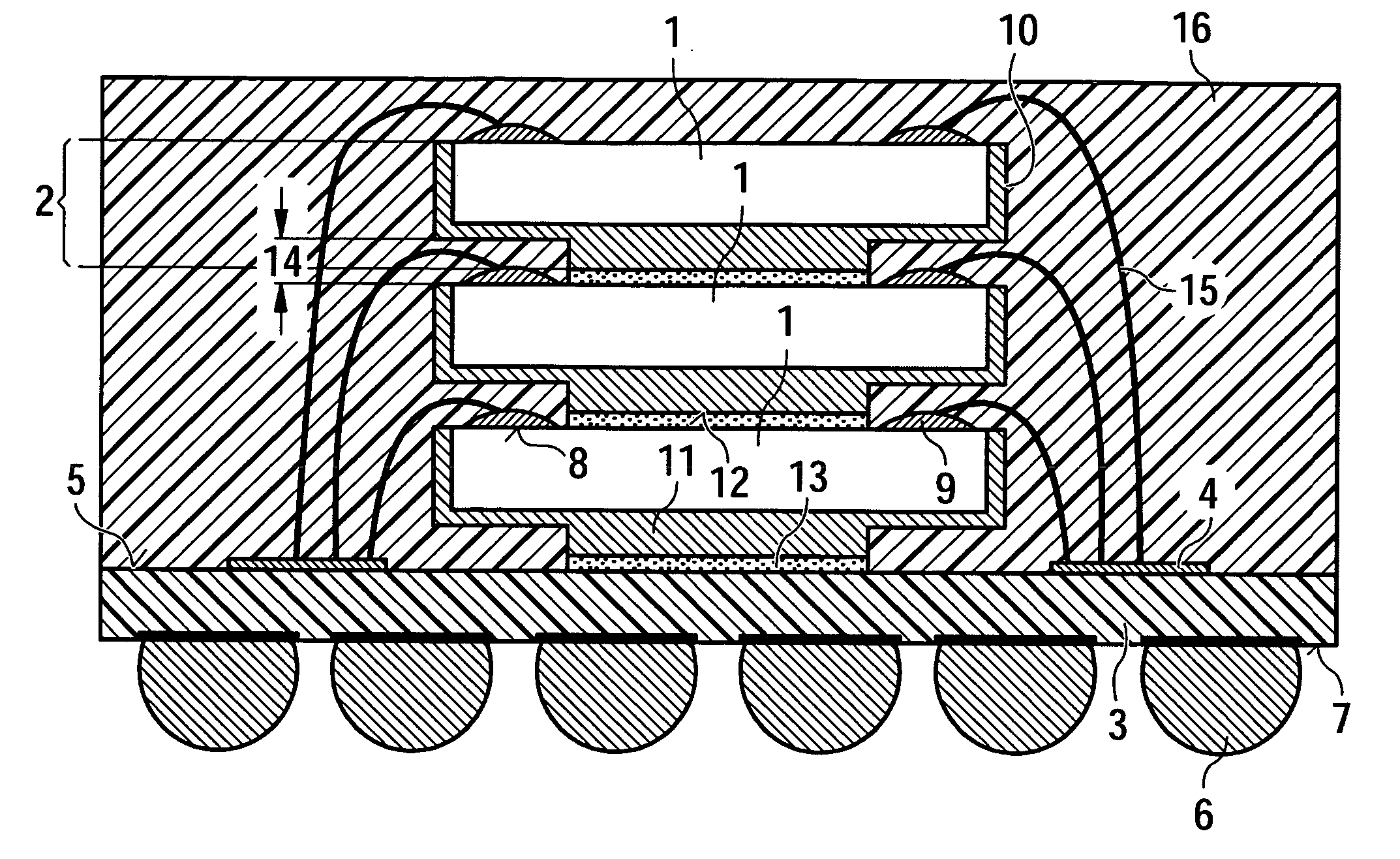 Stack of semiconductor chips