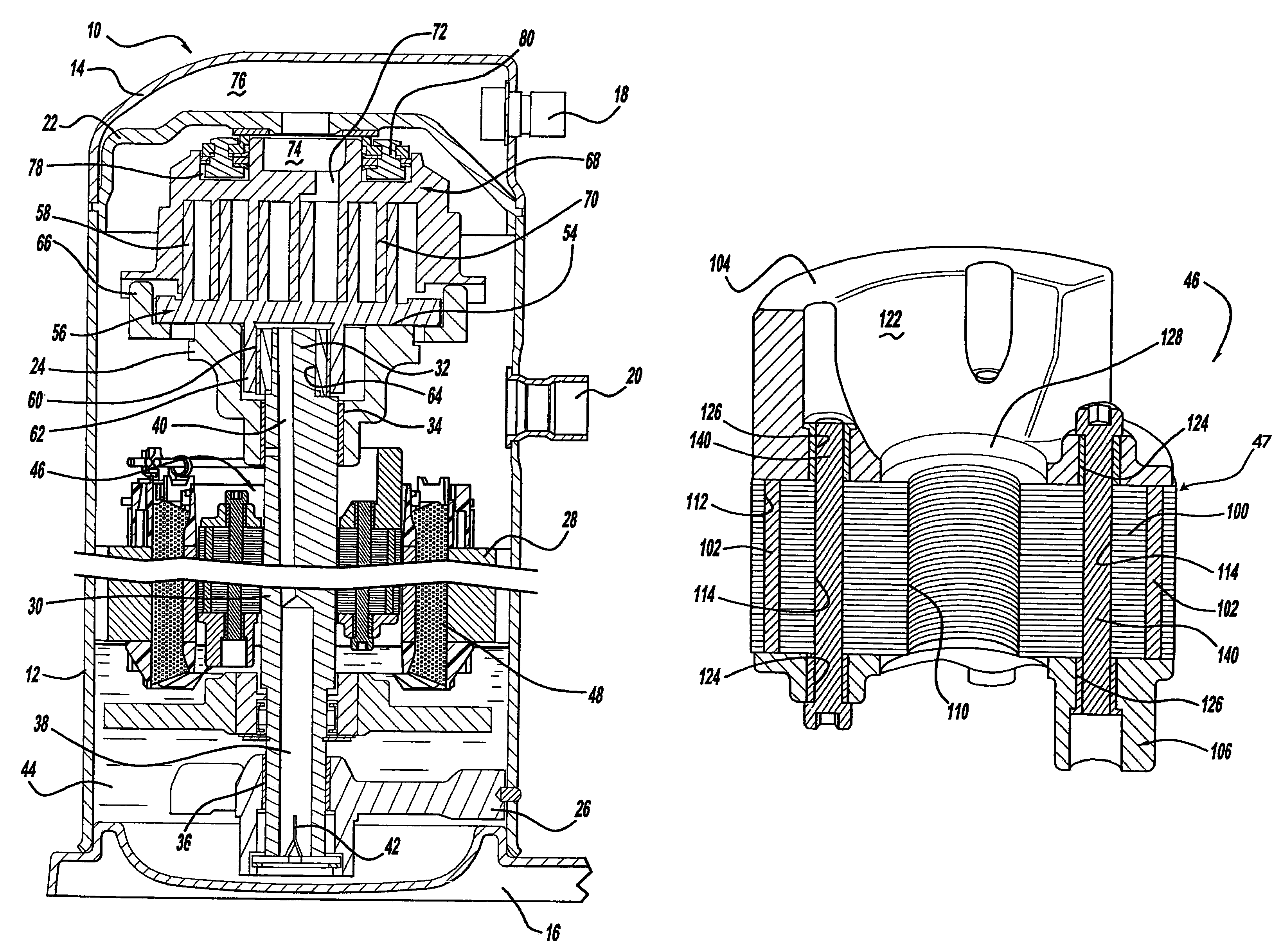 Scroll machine with brushless permanent magnet motor