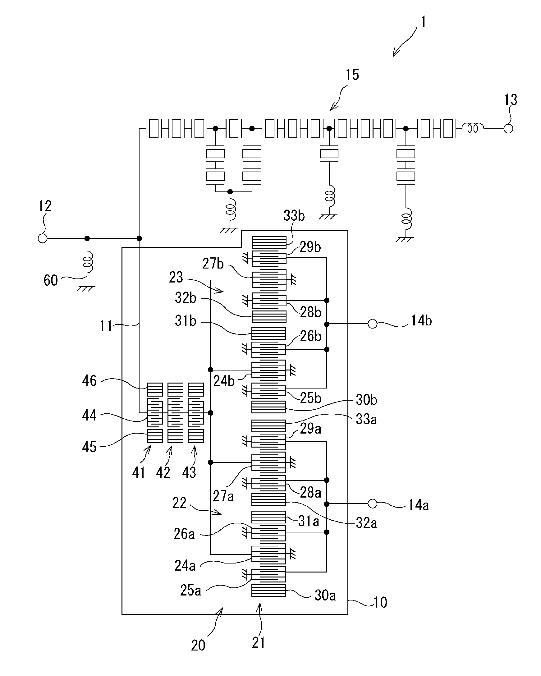 Elastic wave branching filter