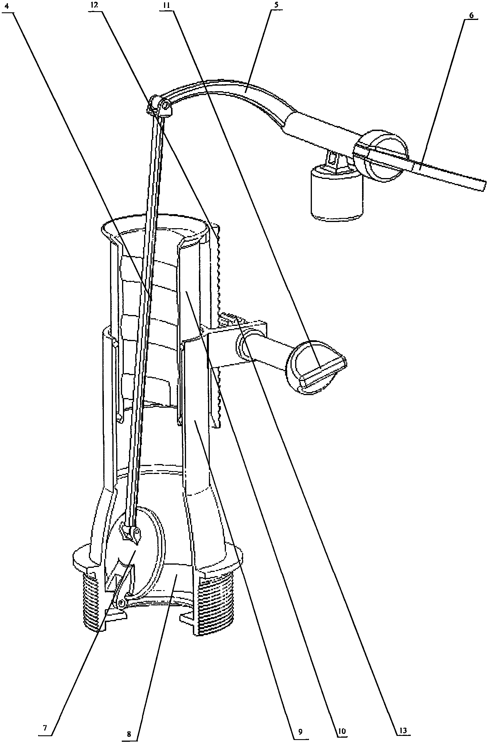 Socket type toilet water tank component with stepless flow regulation function