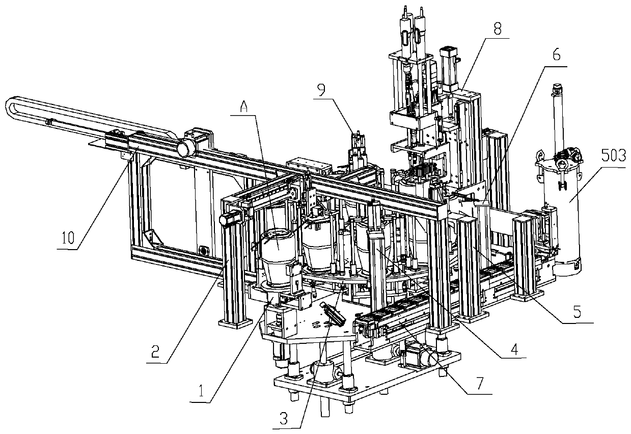 Kettle body and upper connector automatic assembly machine