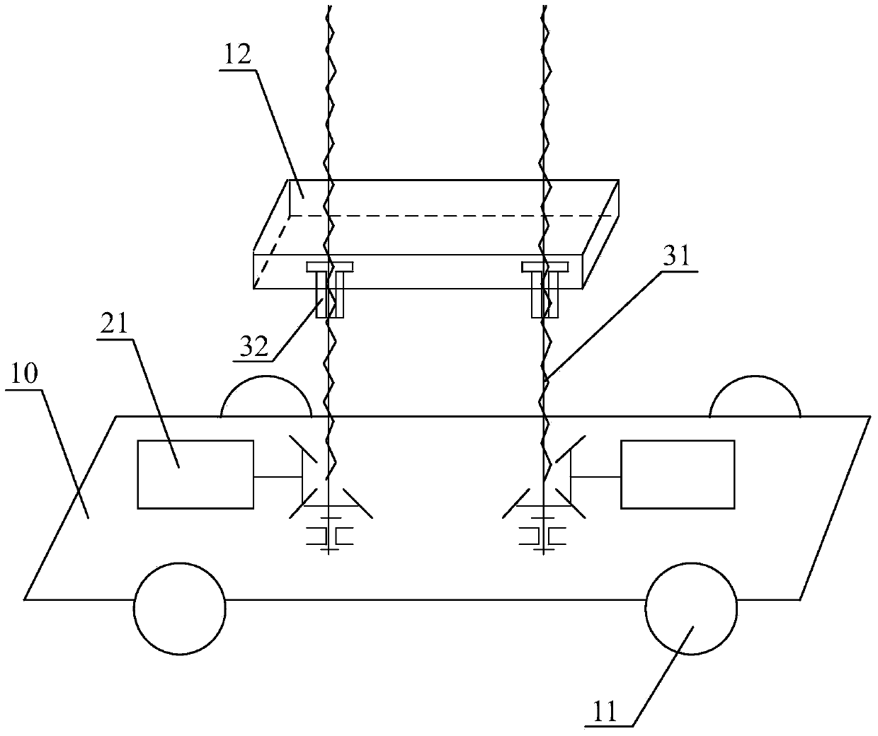 Hydraulic lifting platform for aloft work