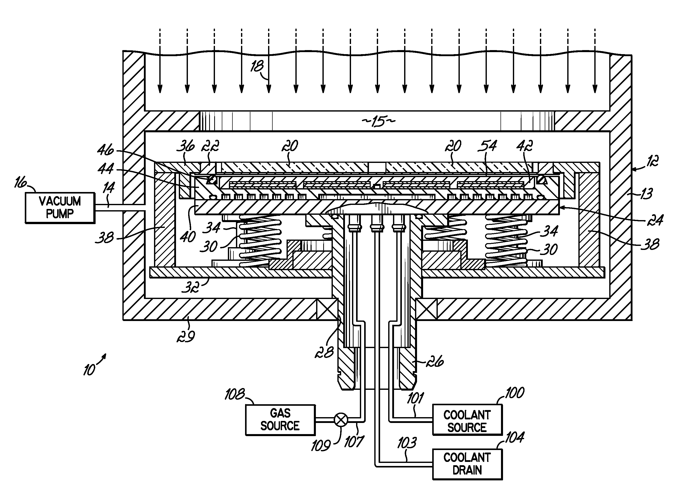 Apparatus and methods for managing the temperature of a substrate in a high vacuum processing system