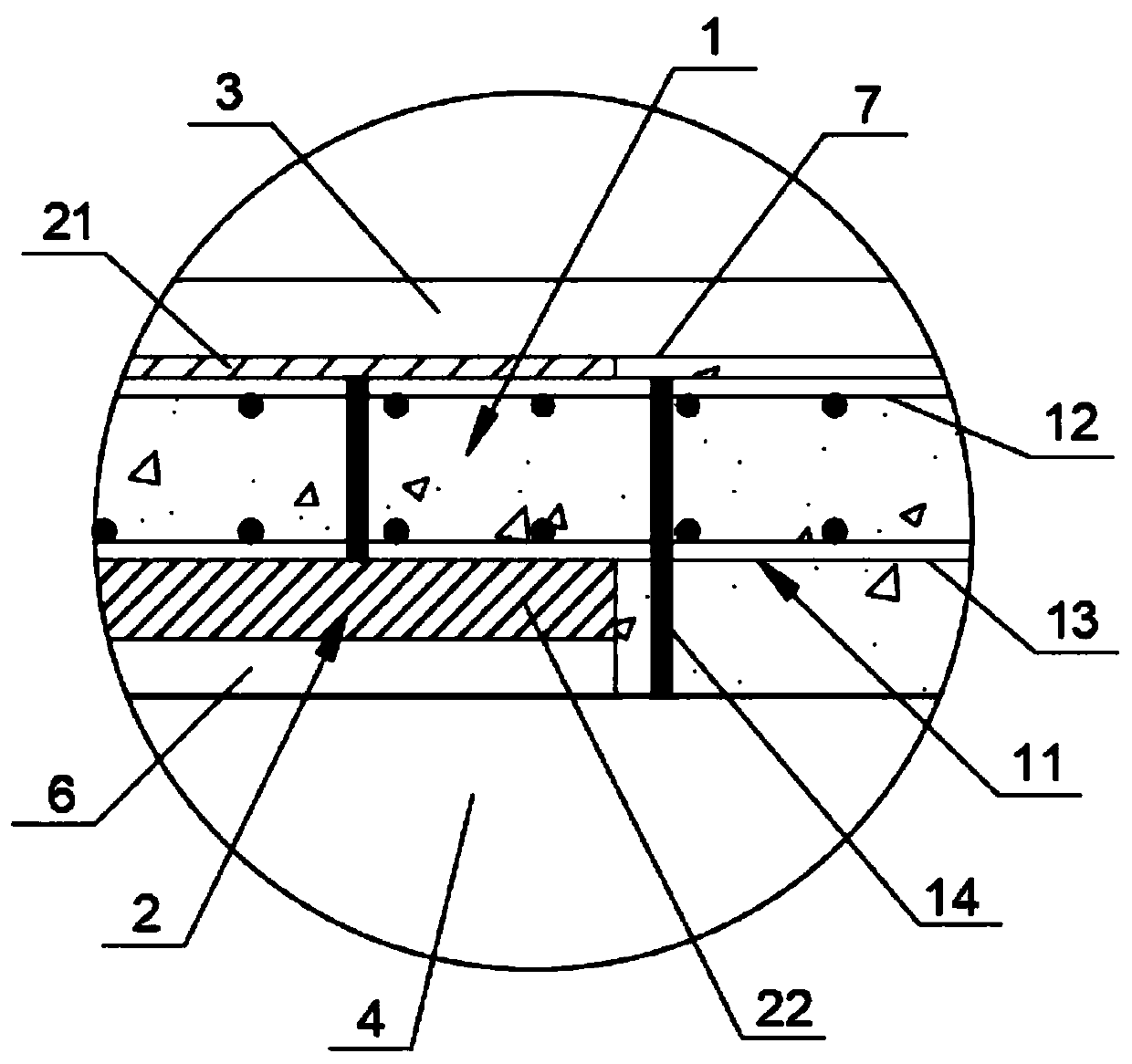 Reinforcing structure used for local part of concrete bridge, concrete bridge and construction method