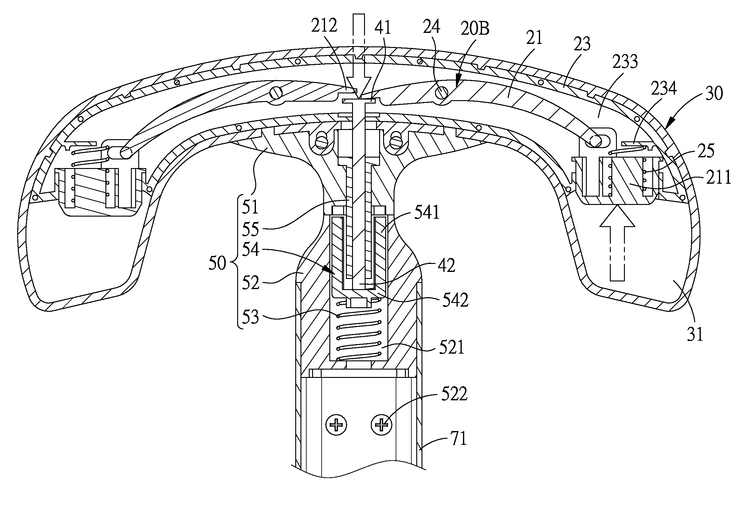 Handle structure for a draw bar of a luggage case