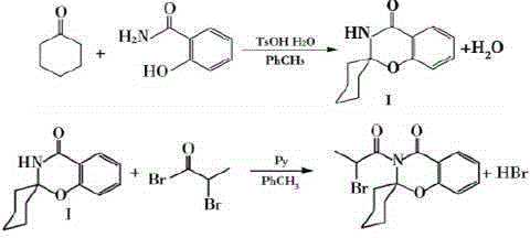 3-(2-chloro-1-oxopropyl)-spiro[2H-1,3-benzoxazine-2,1'-cyclohexan]-4(3H)-one and synthesis and application thereof