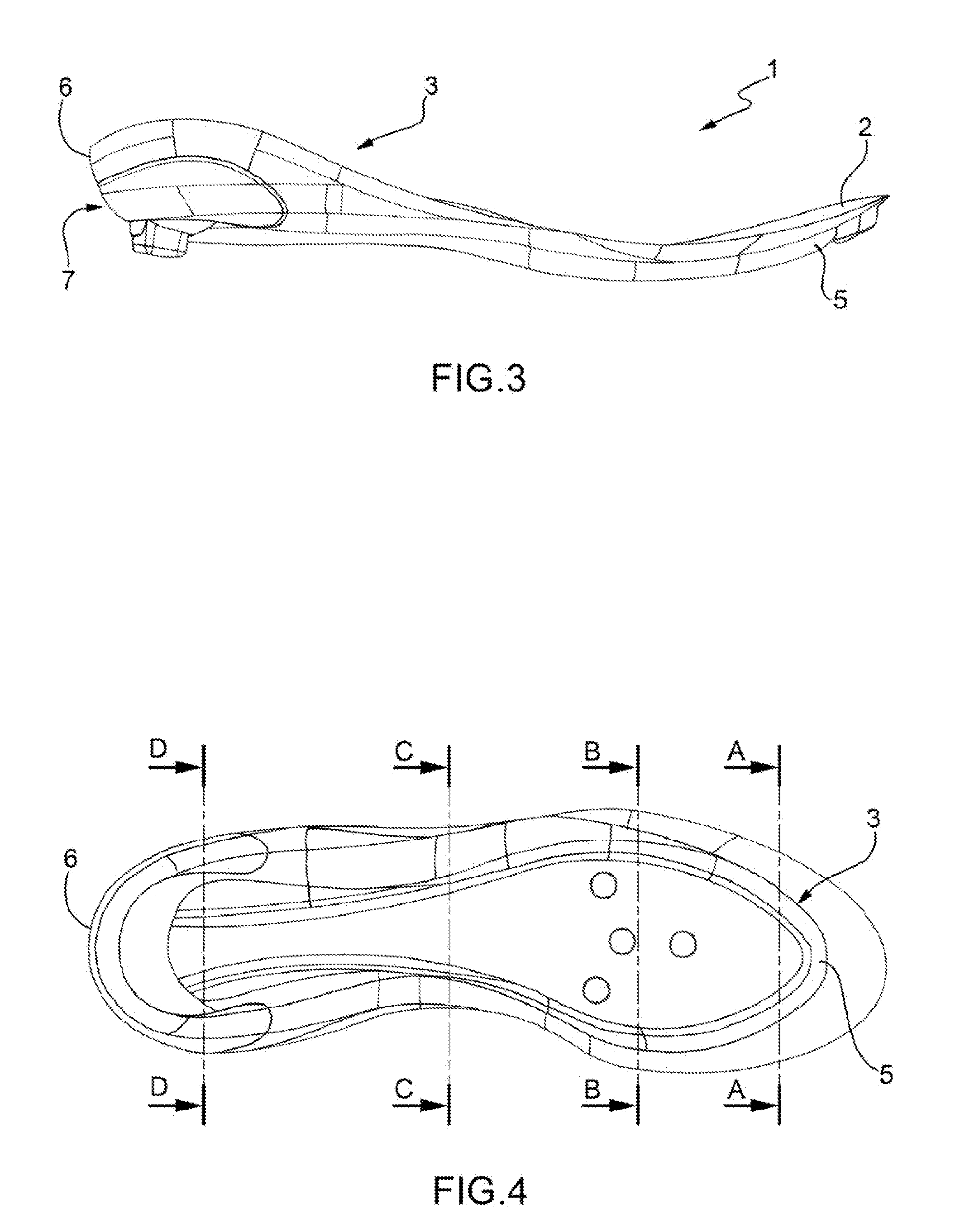 Cycling footwear structure with a composite sole and a method to realise such structure