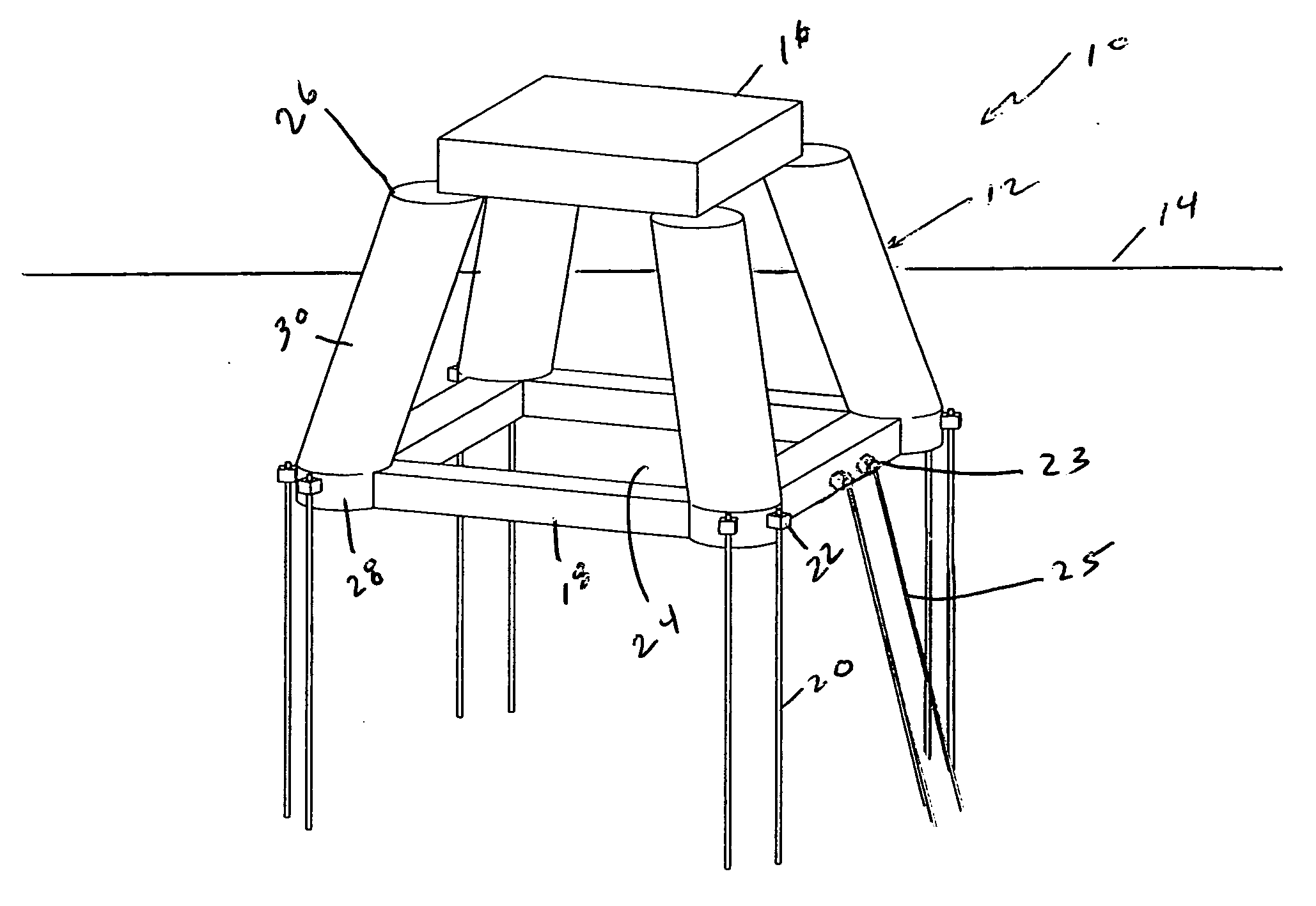 Battered column tension leg platform