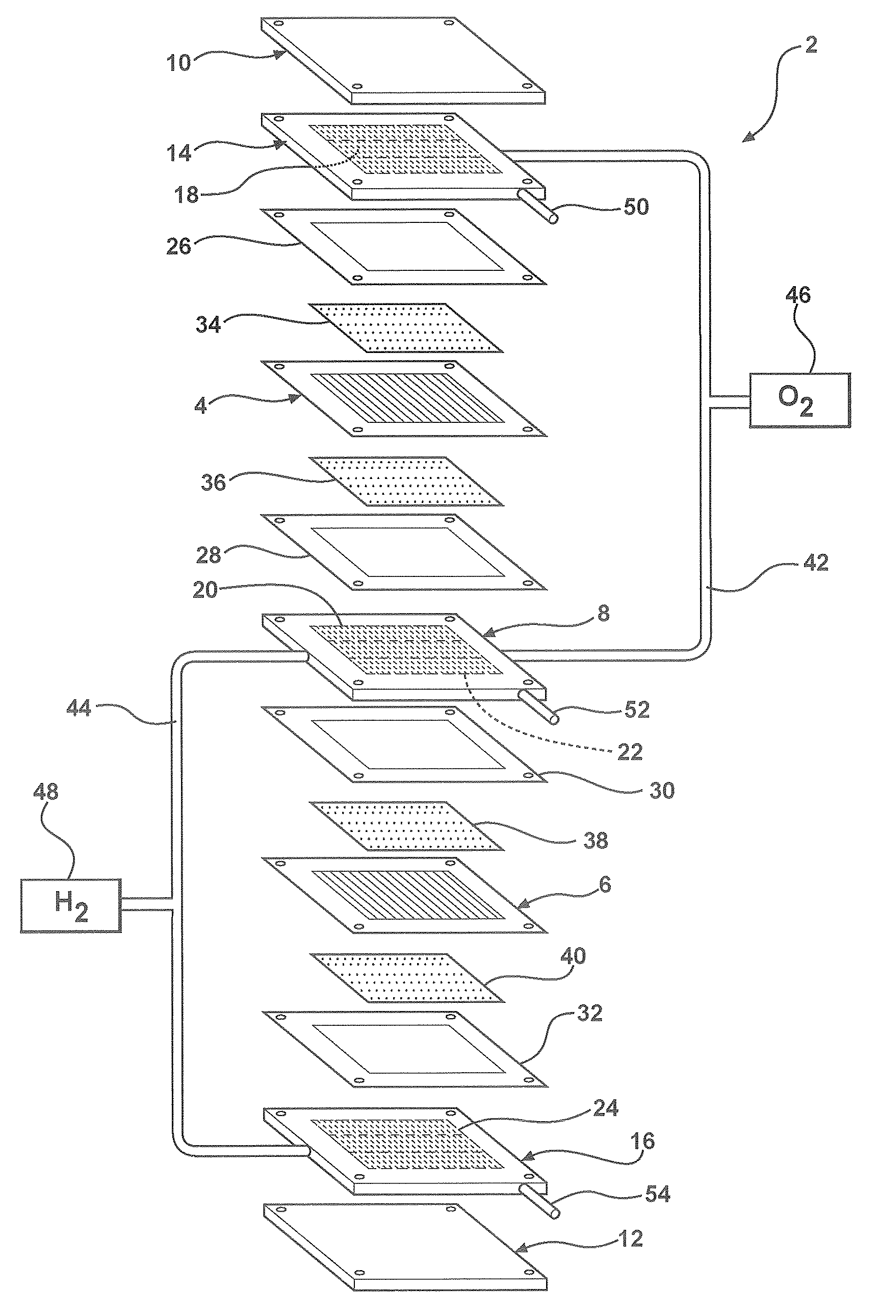 Water removal channel for PEM fuel cell stack headers