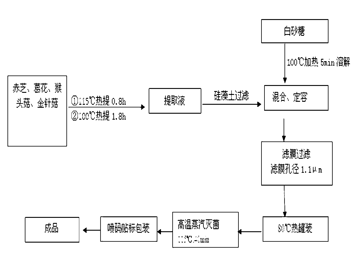 Compound ganoderma lucidum beverage and preparation method thereof