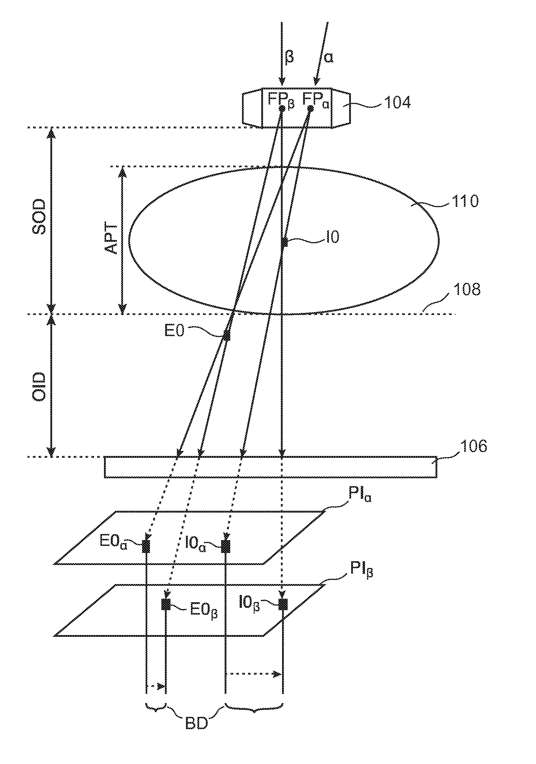 Stereo x-ray tube based suppression of outside body high contrast objects