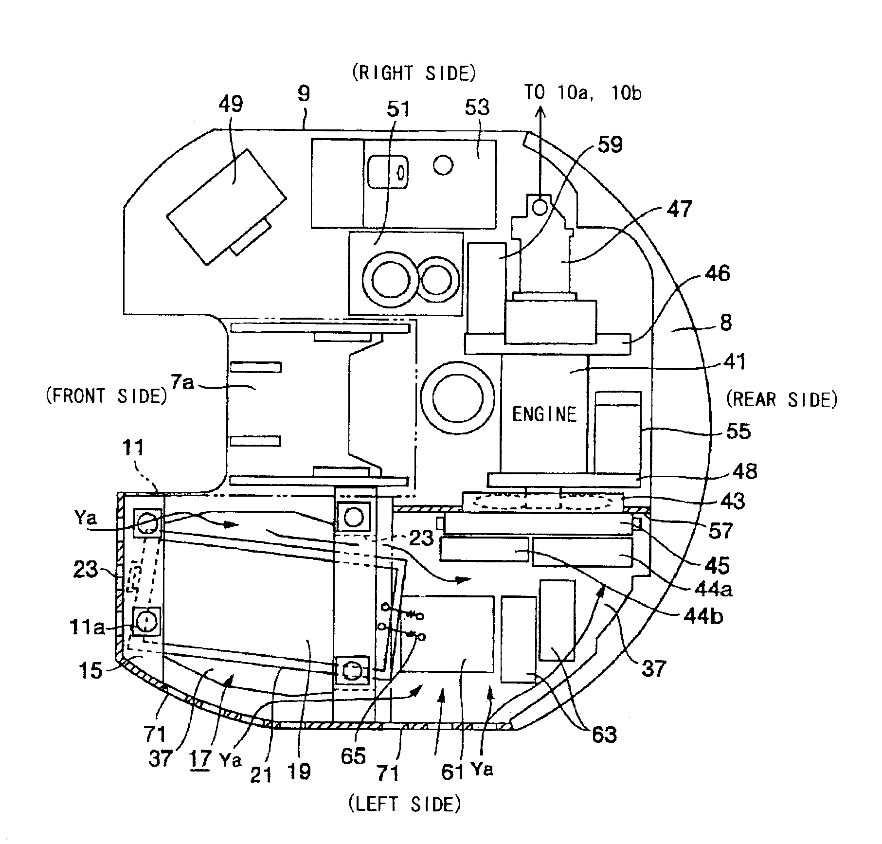 Device arrangement structure for hybrid construction equipment