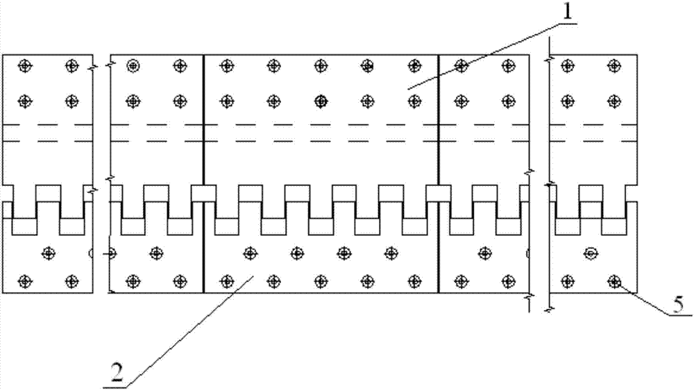 SF steel comb-teeth-shaped telescopic device and installing construction method thereof