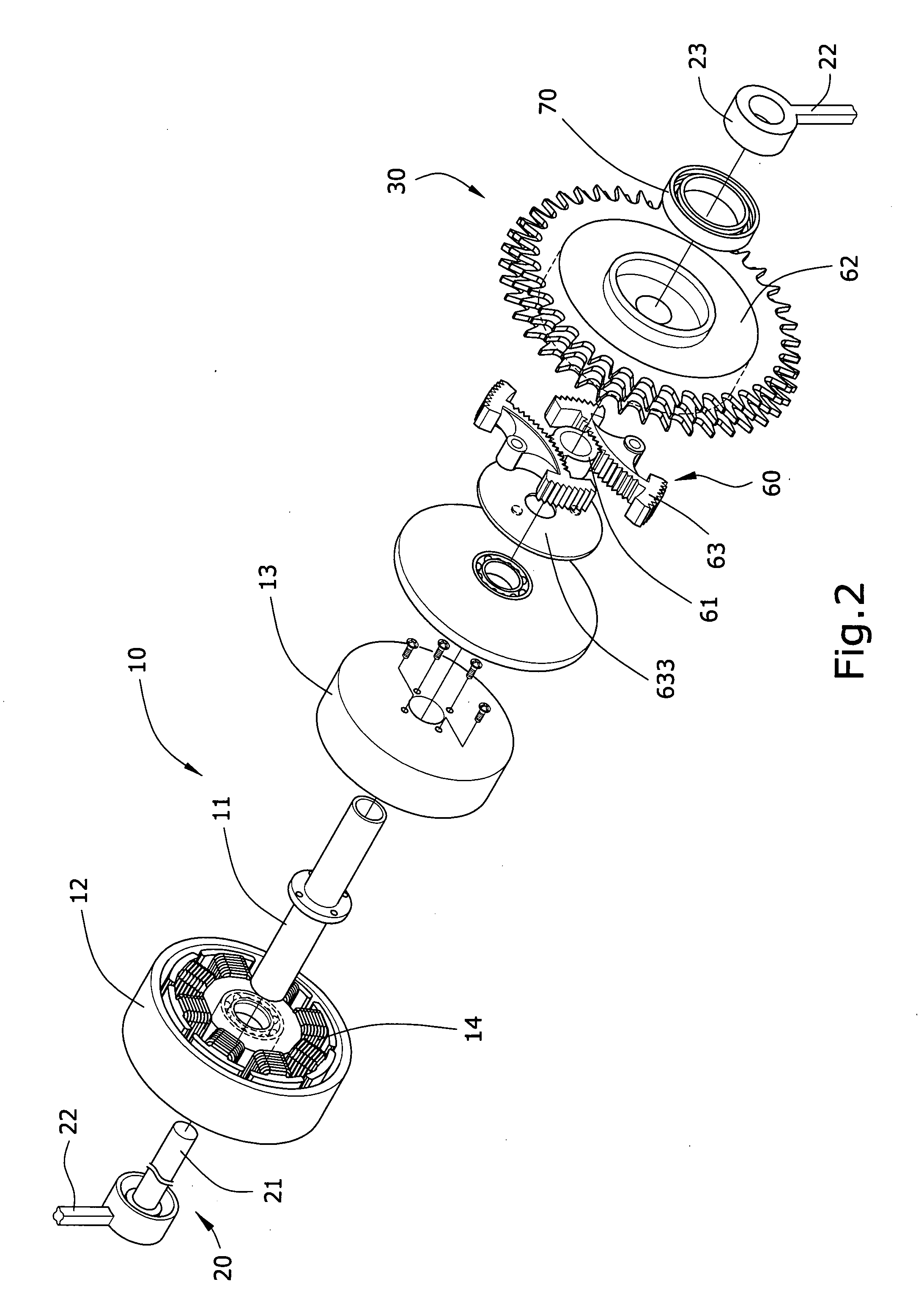 Transmission structure for an electrically operated bicycle