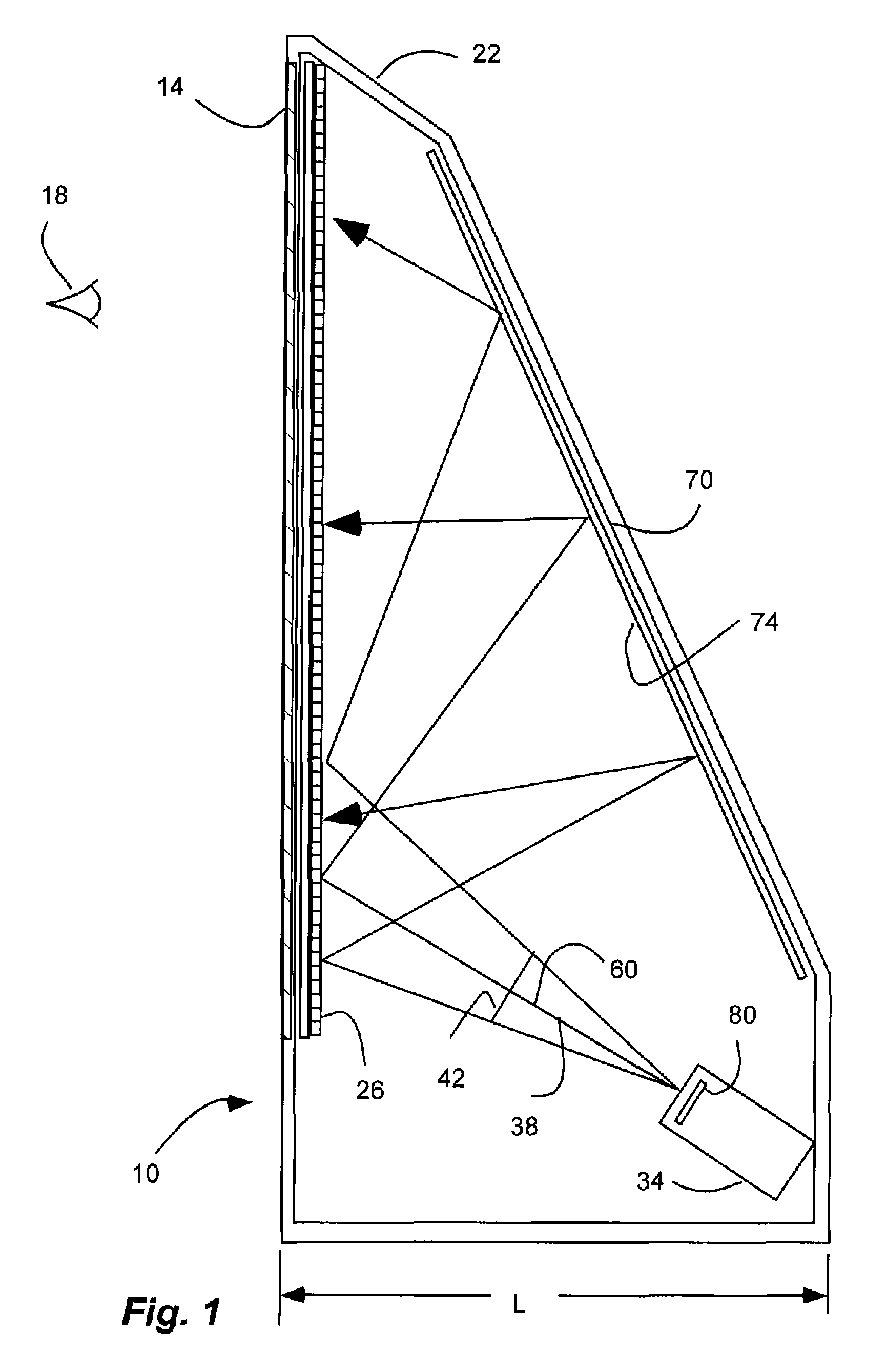 Projection device with a folded optical path and wire-grid polarizer