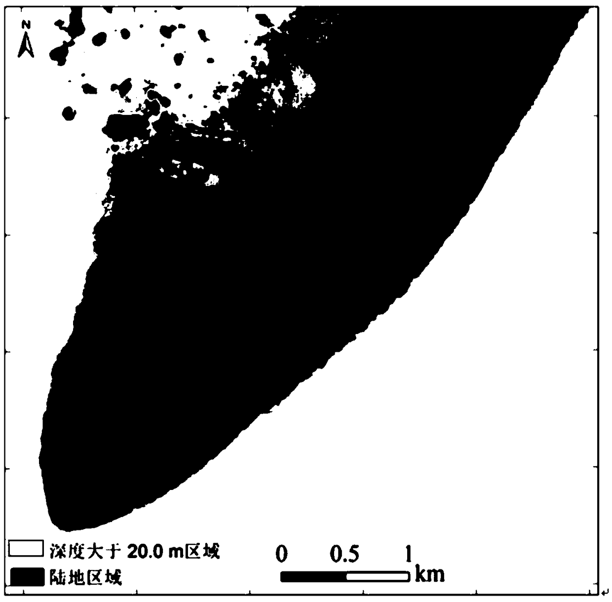 Shallow sea water depth multi-spectral satellite remote sensing inversion method in waterless depth control point area