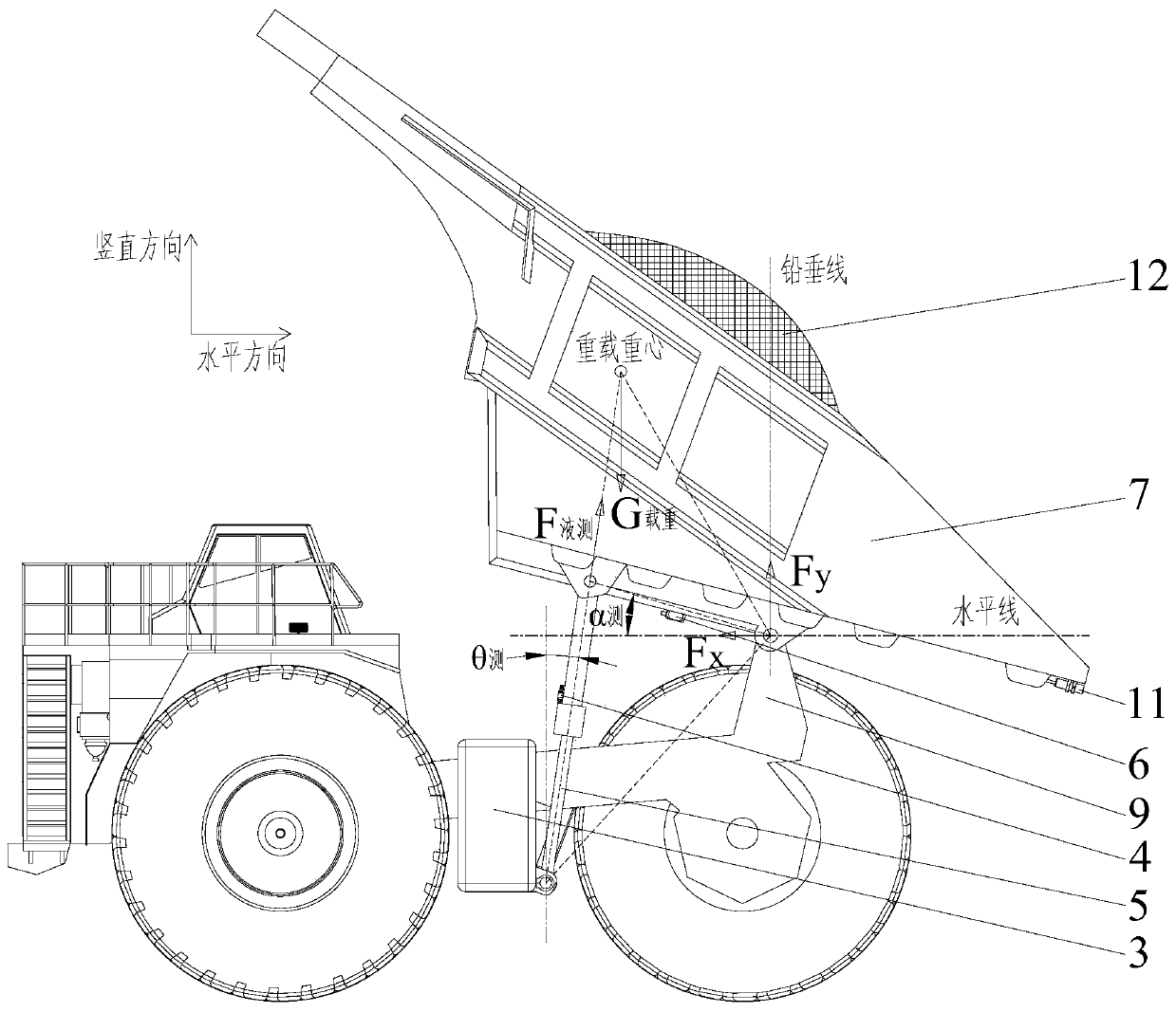 Device and method for detecting load of mining dump truck for strip mine