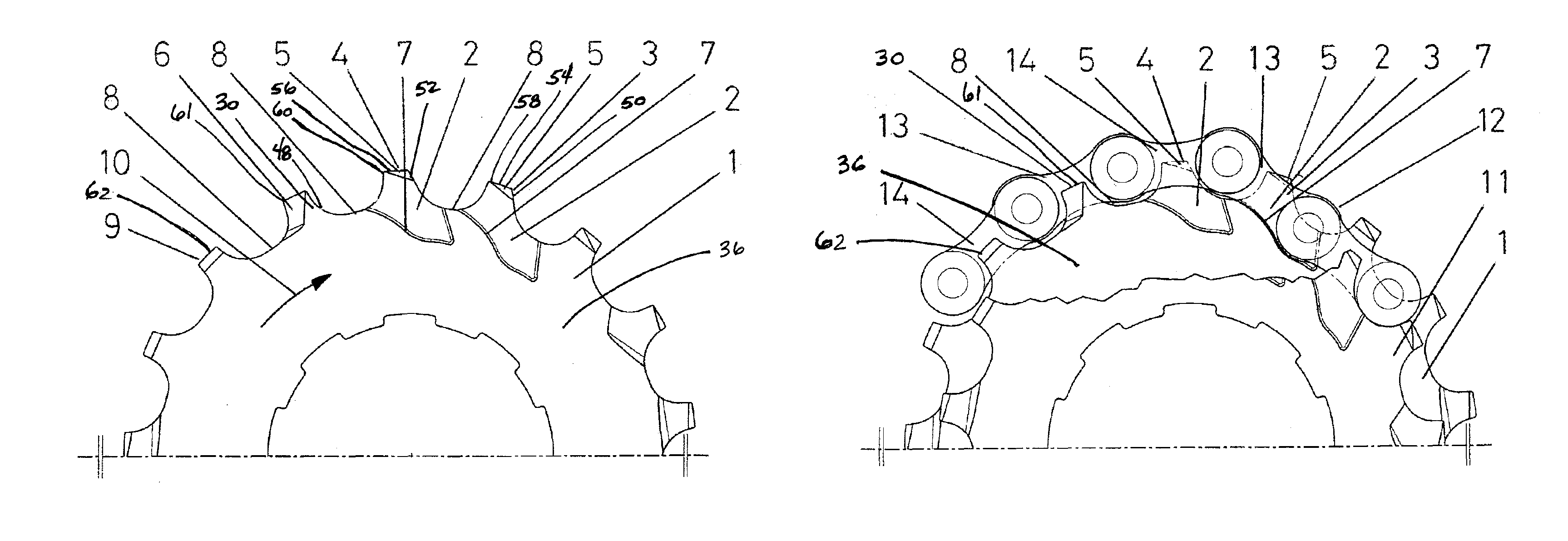 Low-noise chainwheel