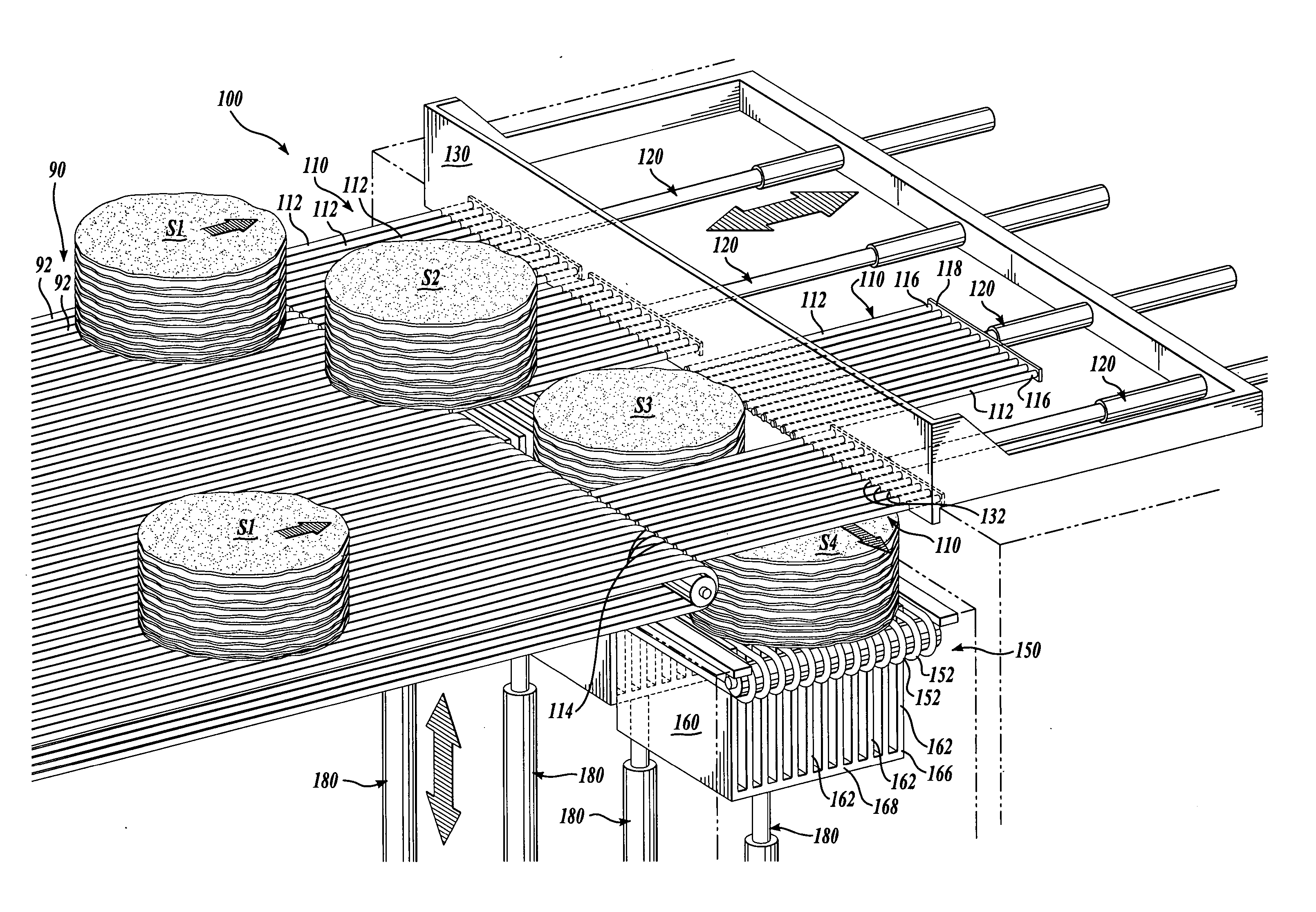 Automatically aligning stacks of planar food product