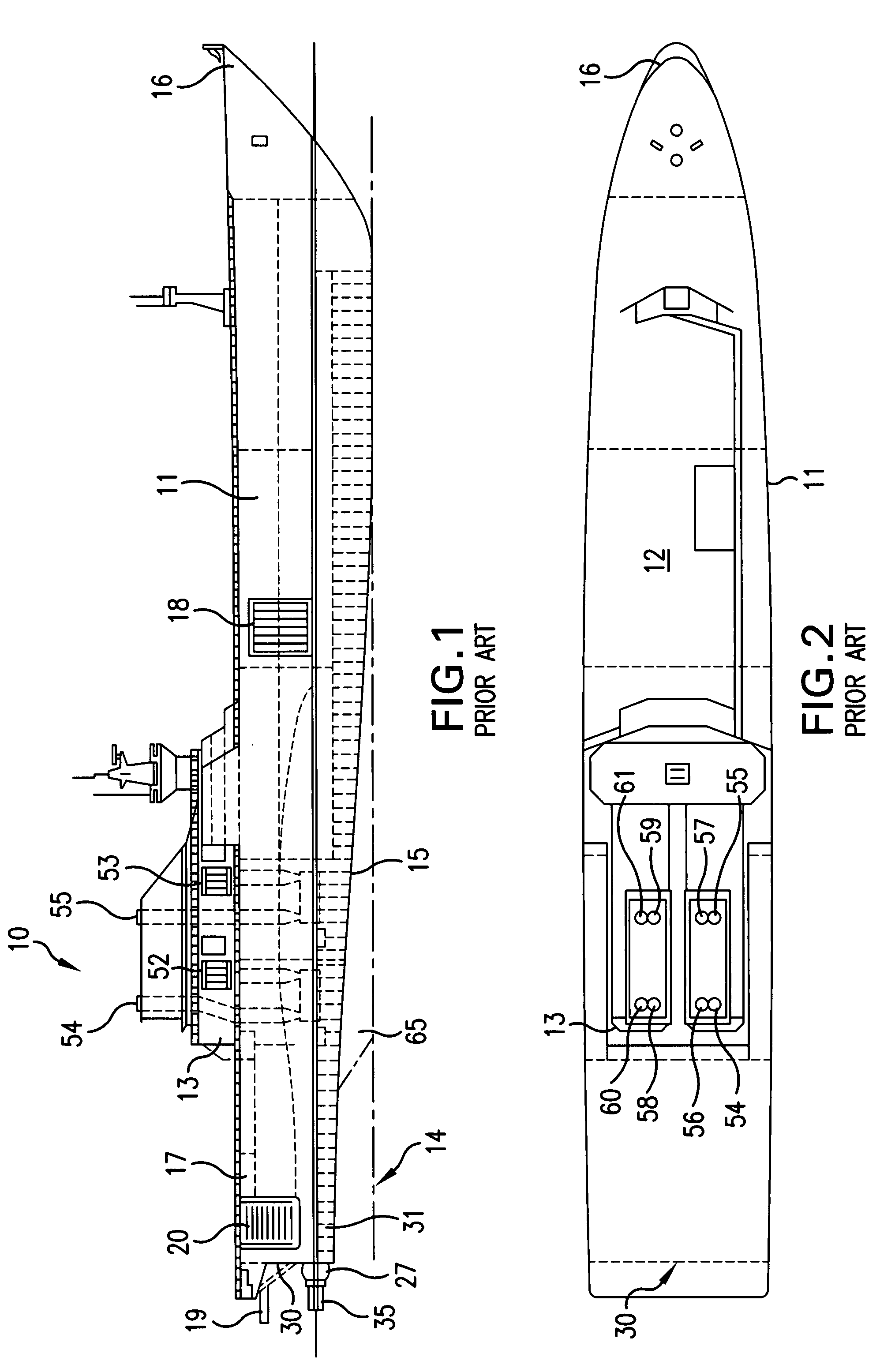 Monohull fast ship or semi-planing monohull with a drag reduction method