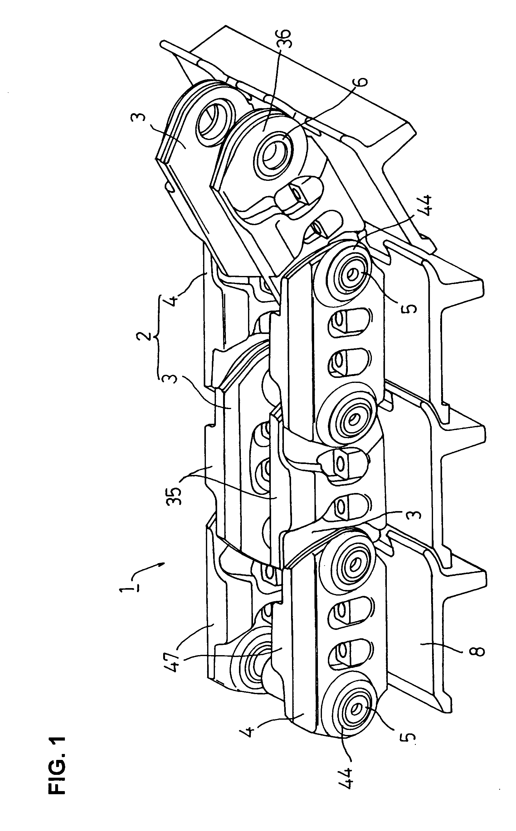 Track having rotatable bushing and link for the same