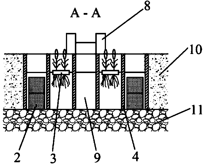 Labyrinth-type ecological purification pool suitable for drainage ditch in farmland