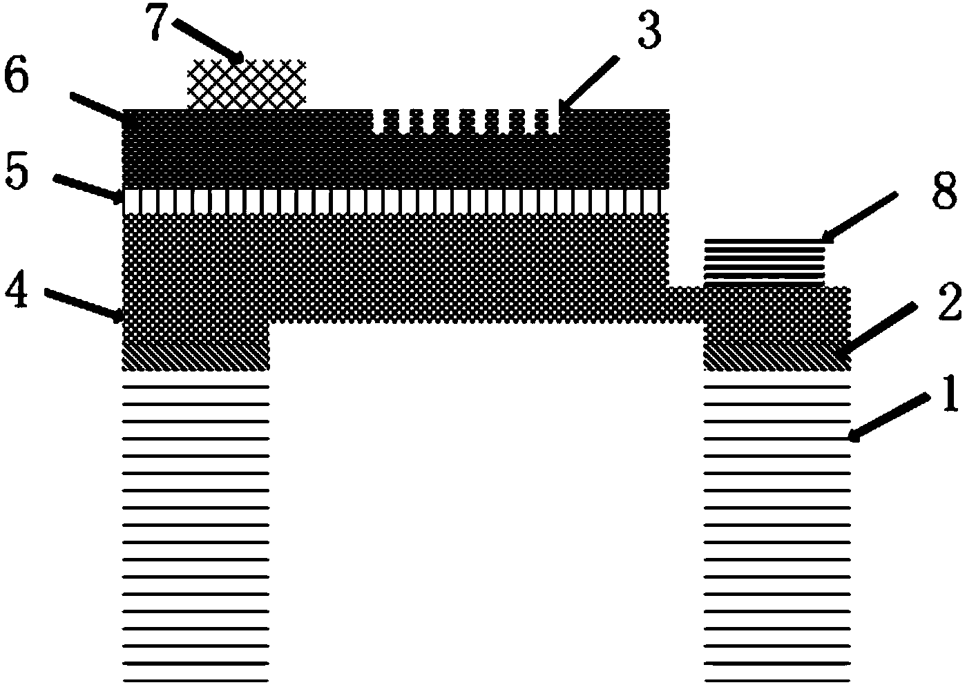 Suspended nitride film LED device and manufacturing method